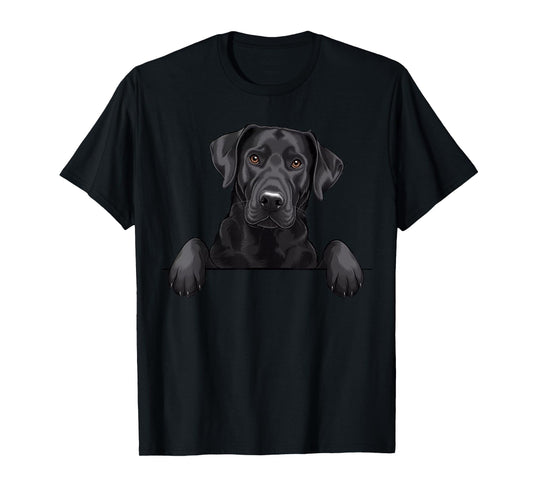 Cute Black Labrador Peeking Pocket Puppy Funny Lab Dog Lover T-Shirt