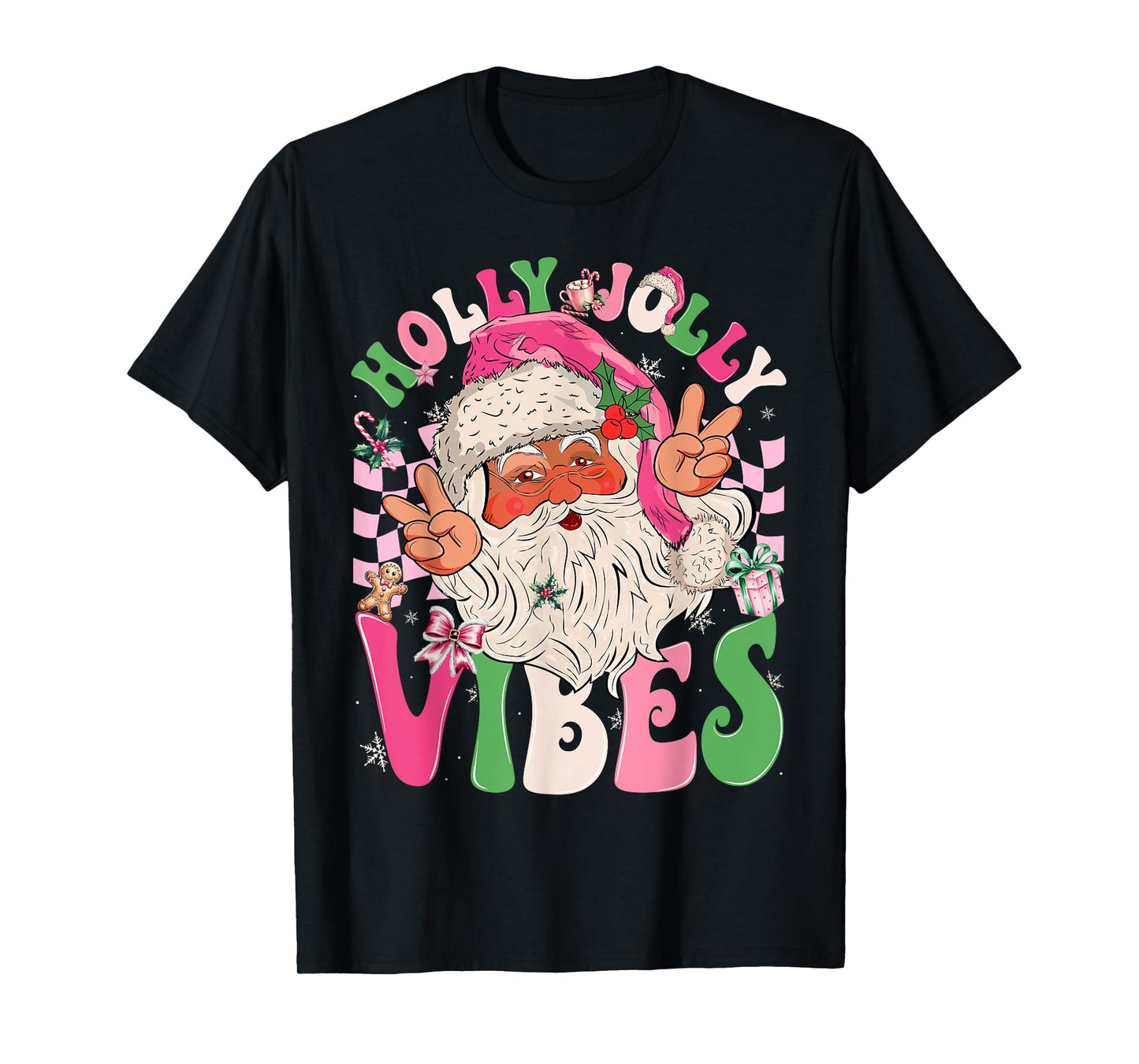 Christmas Vibes Holly Christmas Jolly Santa Winter Holiday T-Shirt