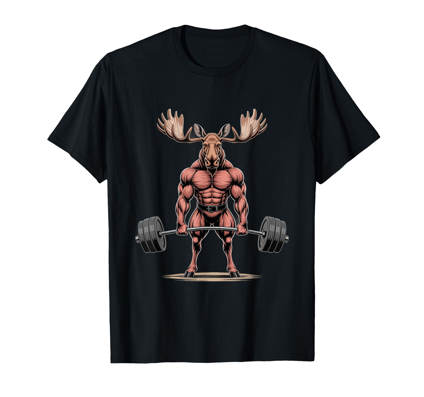 Muscular Cool Muscular Moose Weightlifting Deadlifting T-Shirt