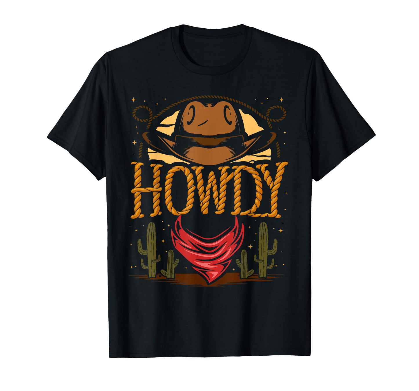 Howdy Cowboy Vintage Graphic Cactus Western Country Rodeo T-Shirt