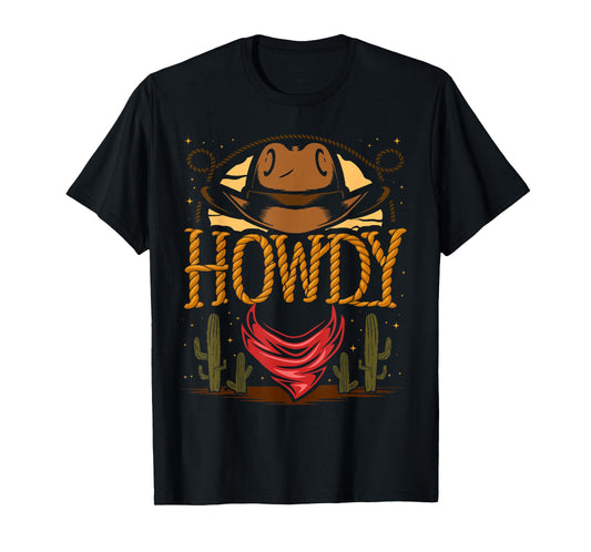 Howdy Cowboy Vintage Graphic Cactus Western Country Rodeo T-Shirt