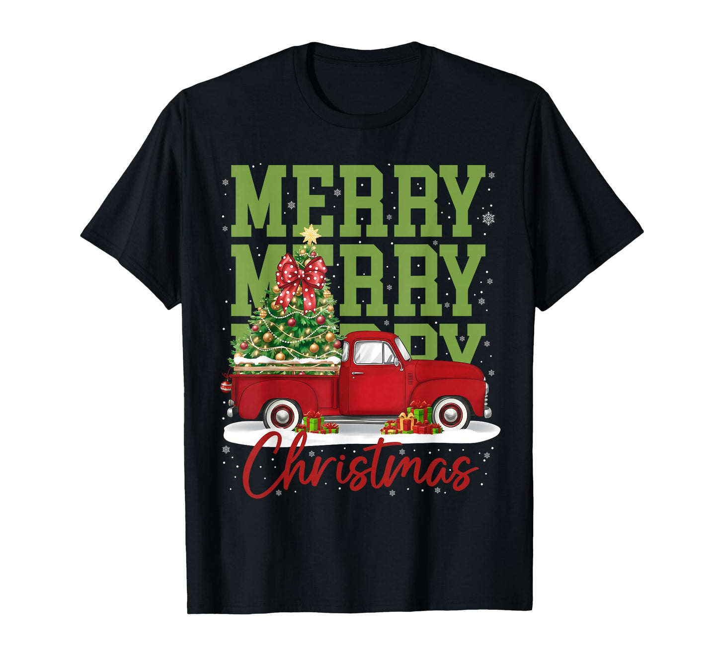 Merry Christmas Red Truck Family Matching Pajama Men Women T-Shirt