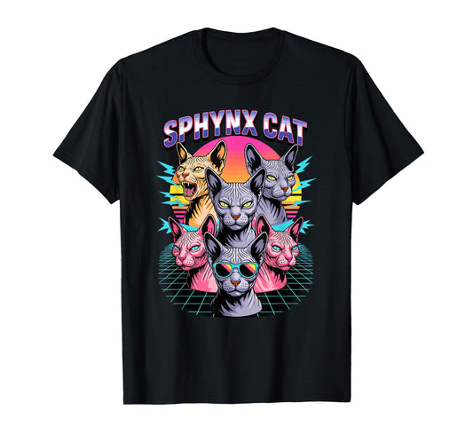 90s Vintage Sphynx Cat Canadian Hairless Cat T-Shirt for Men Women Kids