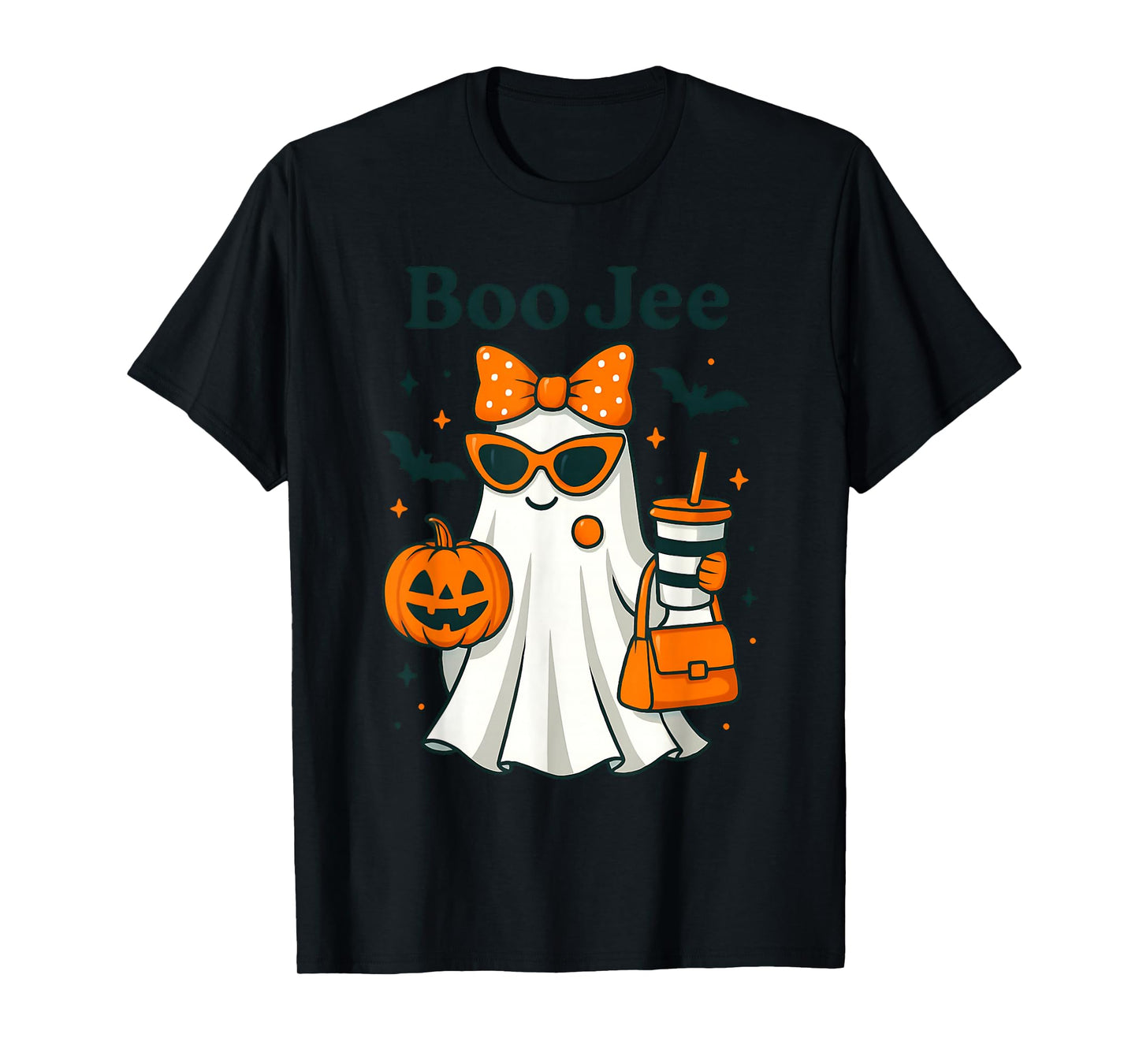 Coquette Leopard Ghost Coffee Boo-JEE Halloween Boujee T-Shirt