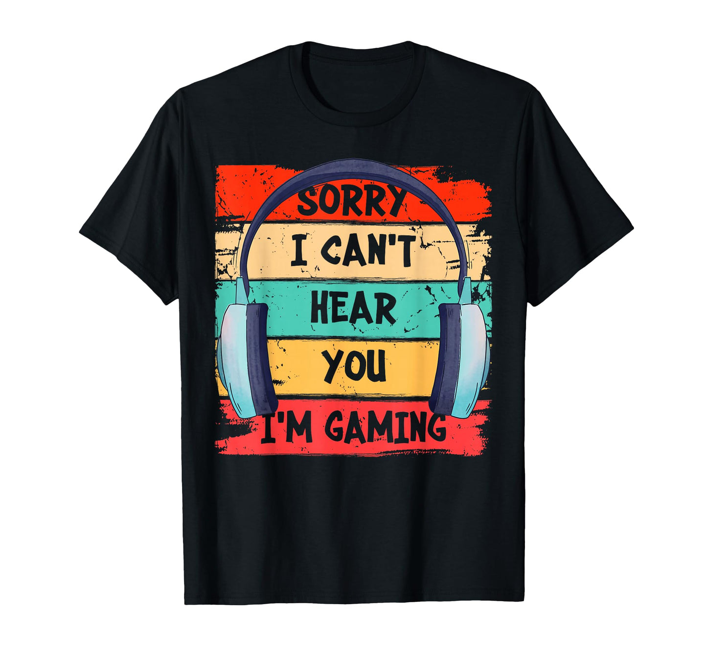 Can't Hear You I'm Gaming Vintage Gamer Headset Graphic T-Shirt