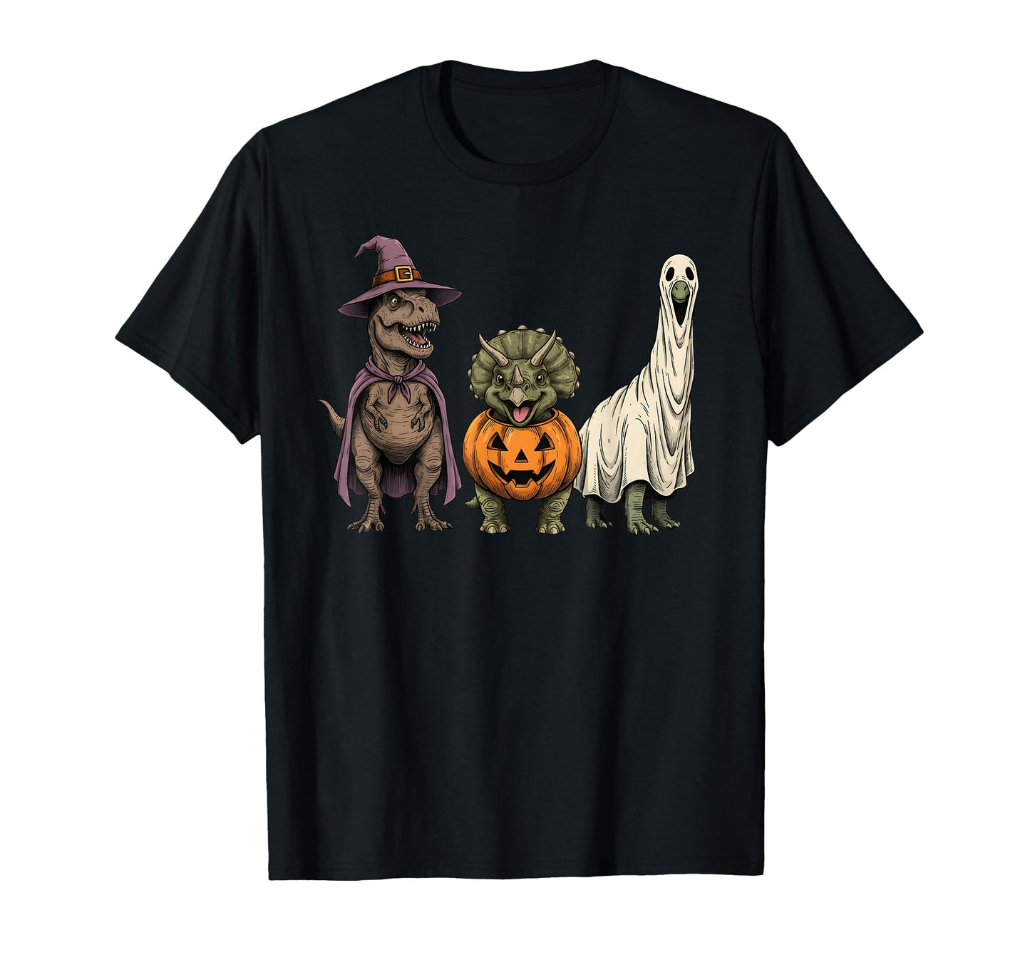 Spooky Ghost Dinosaur Lover Pumpkin Brachiosaurus T-Shirt