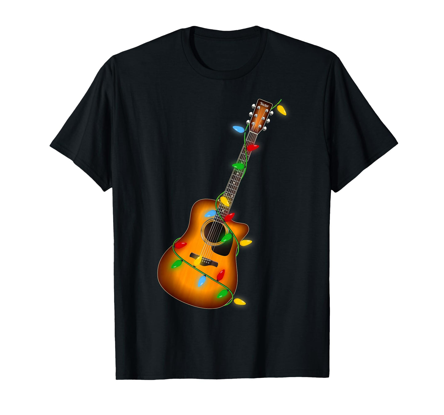 Guitar Christmas Lights Funny Musical Guitar Guitarist Xmas T-Shirt