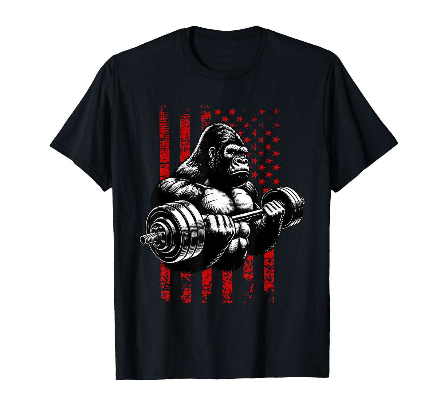 Gorilla lifting Weights | Gym America USA Flag Women Men T-Shirt