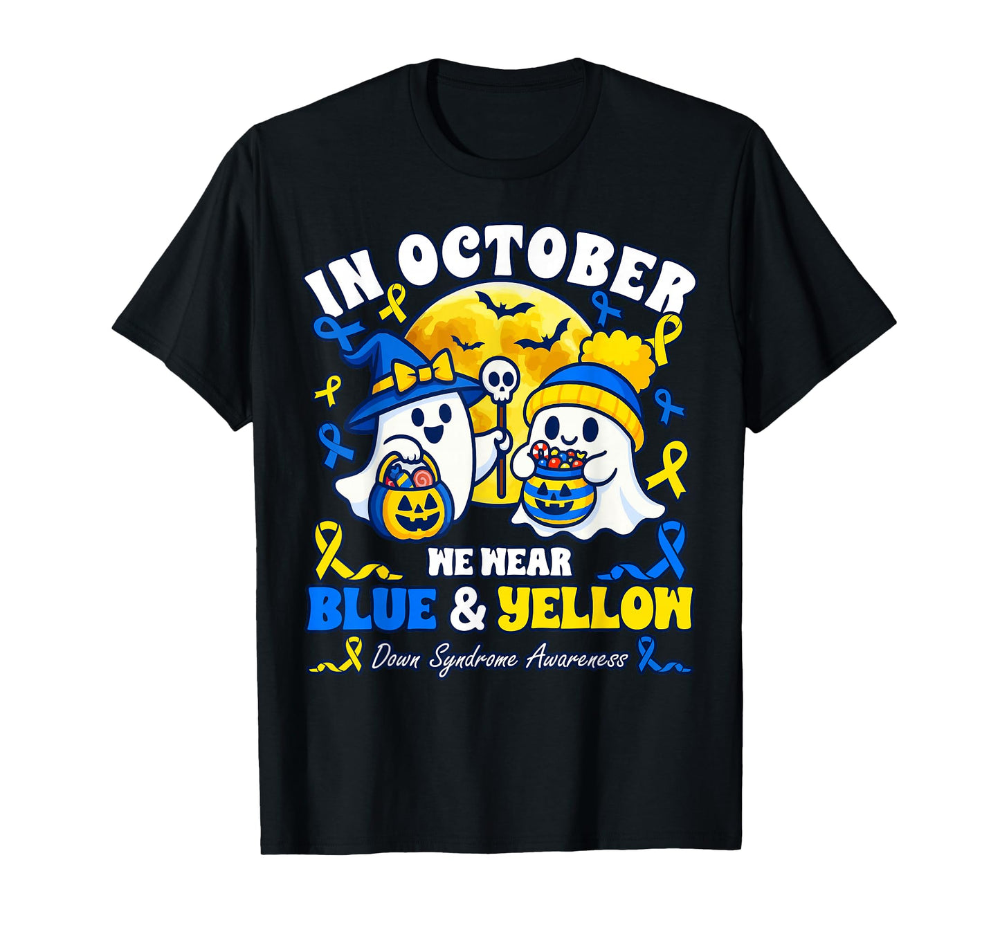 in October We Wear Blue & Yellow Down Syndrome Awareness T-Shirt