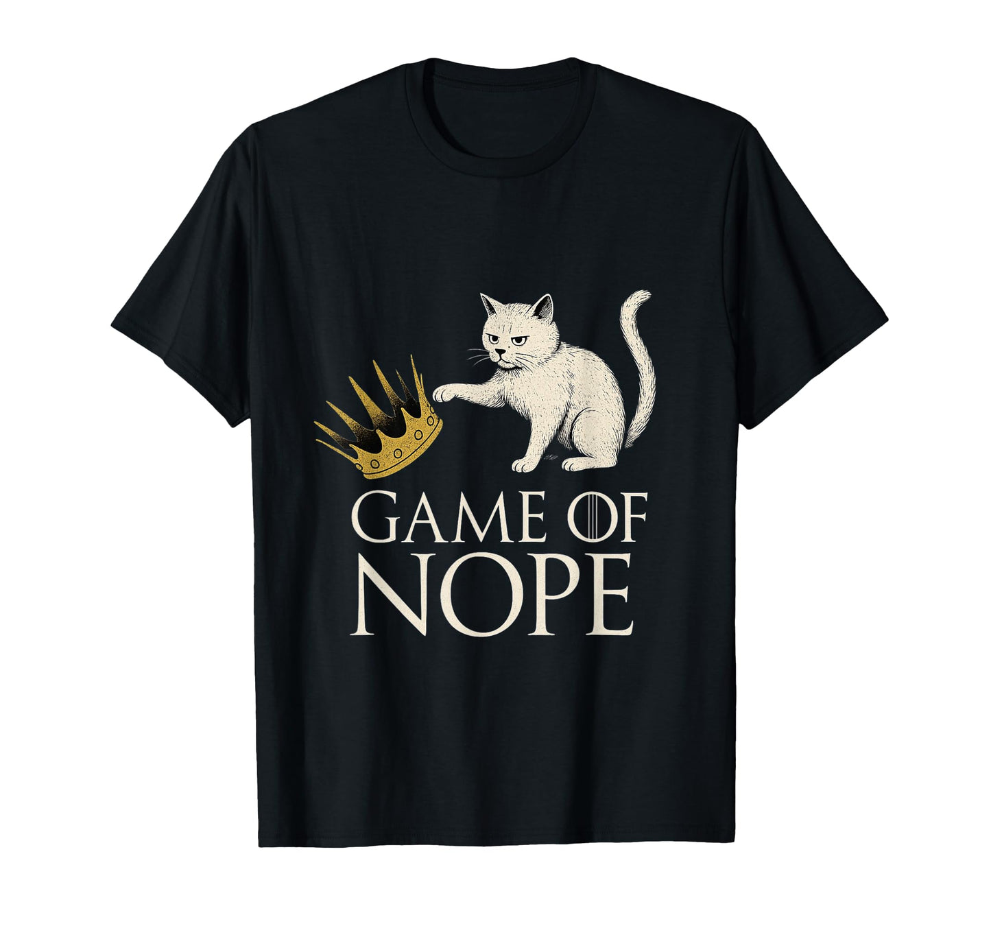 No Kings in America Funny Black Cat Kicking Crown Gifts T-Shirt