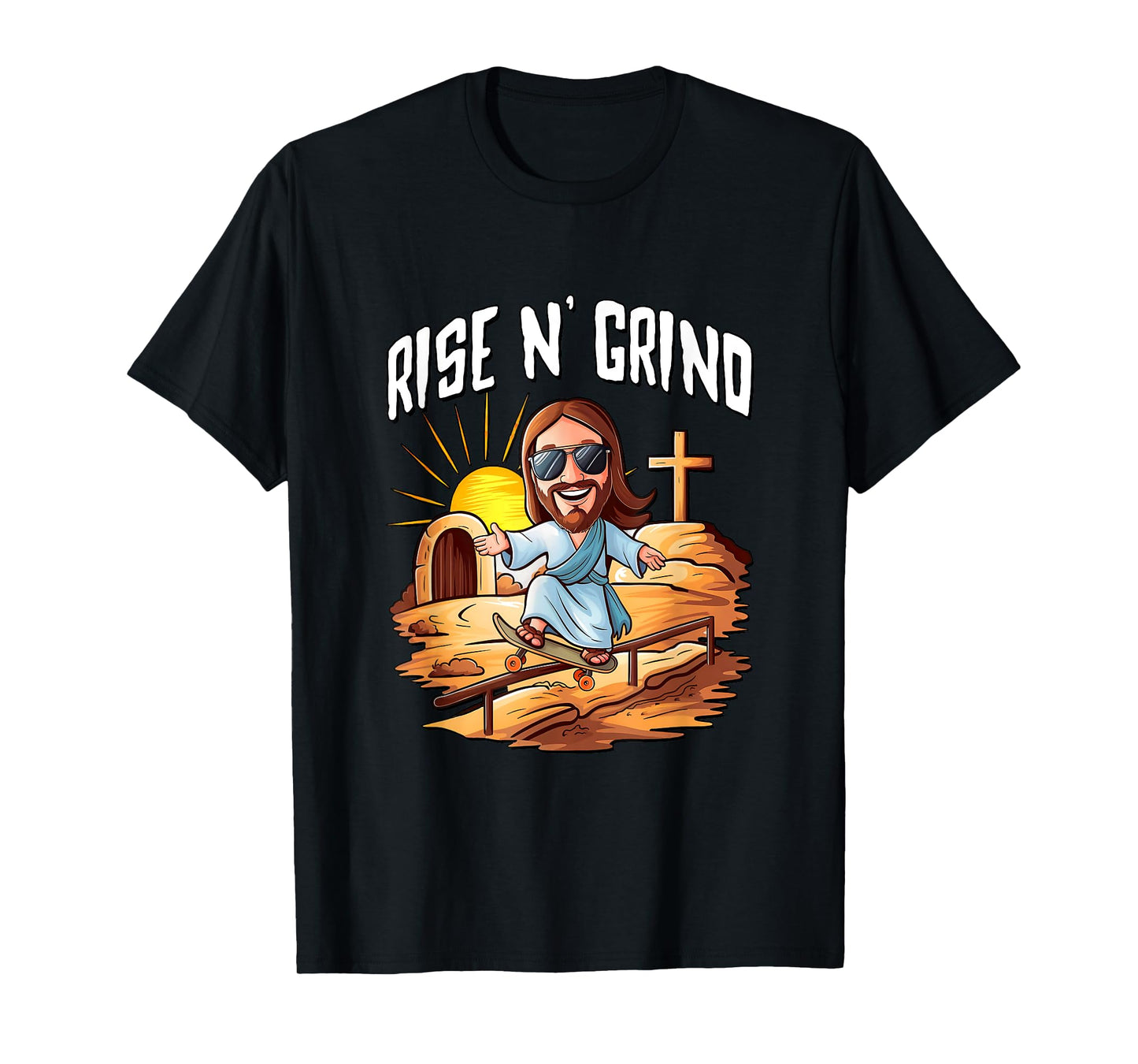 Rise N' Grind - Jesus Riding A Skateboard T-Shirt