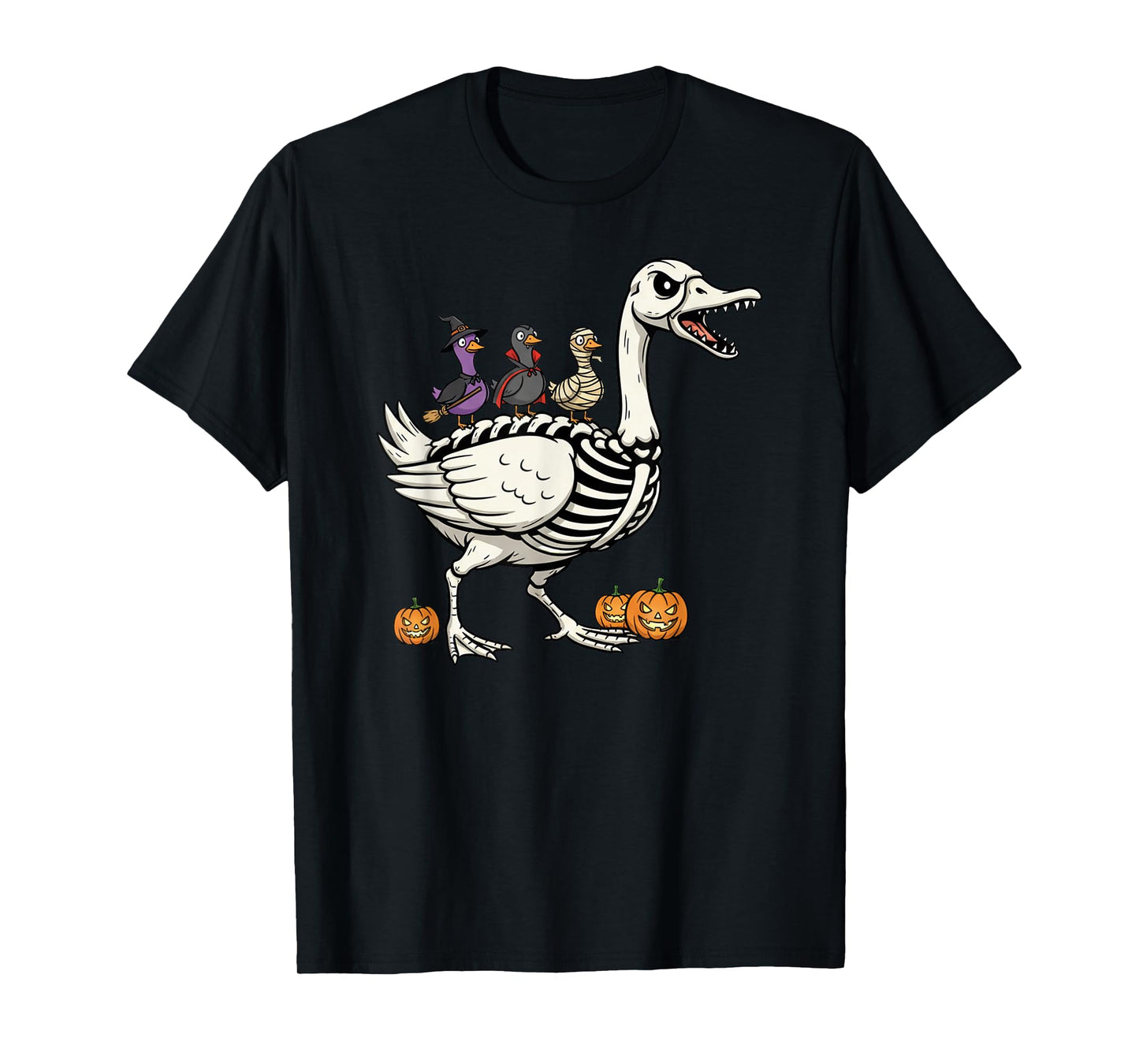 Funny Goose Skeleton Mummy Witch Halloween Kids Mens Womens T-Shirt