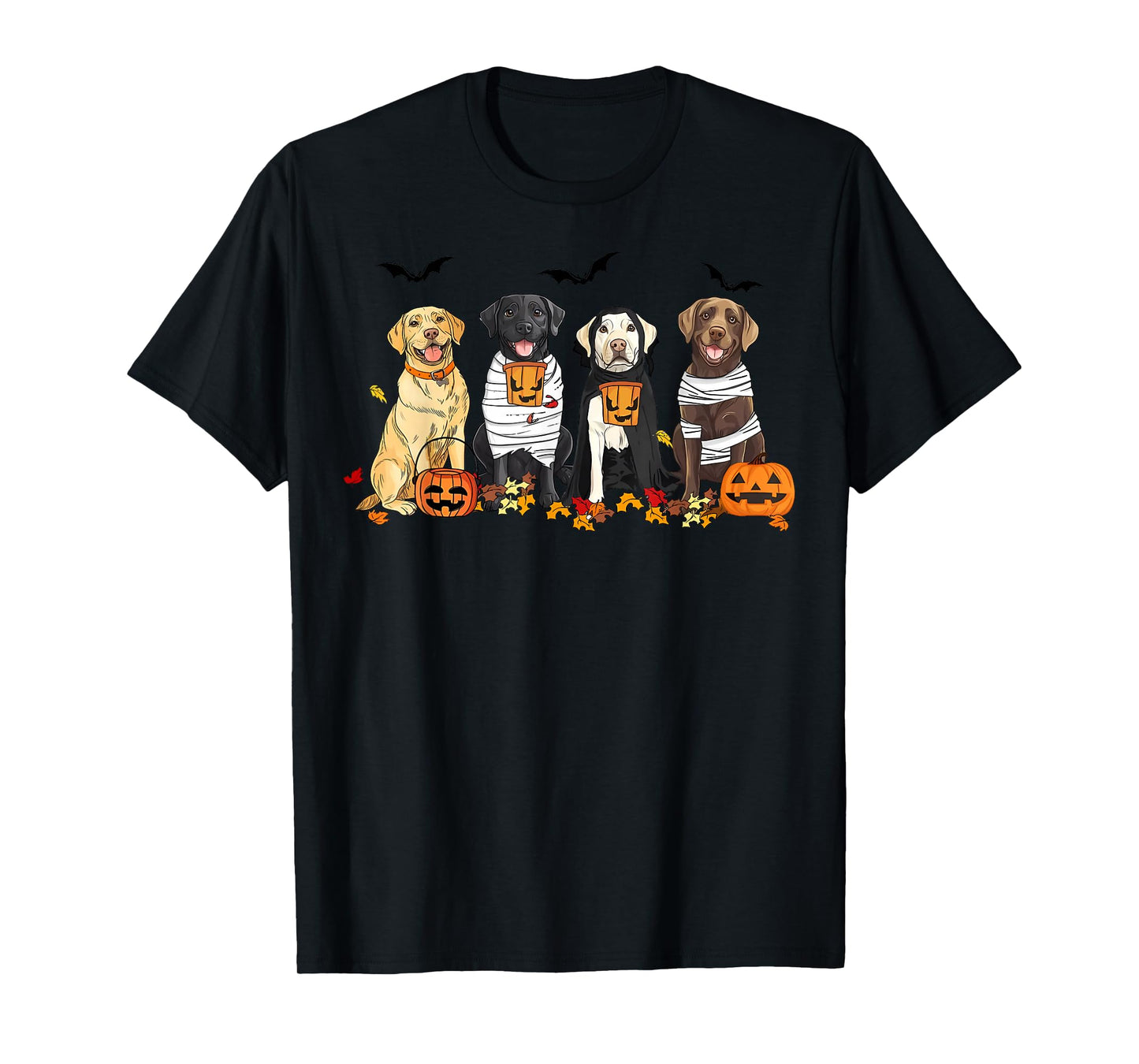 Labrador Retriever Dogs Ghost Witch Mummy Halloween Pumpkins T-Shirt