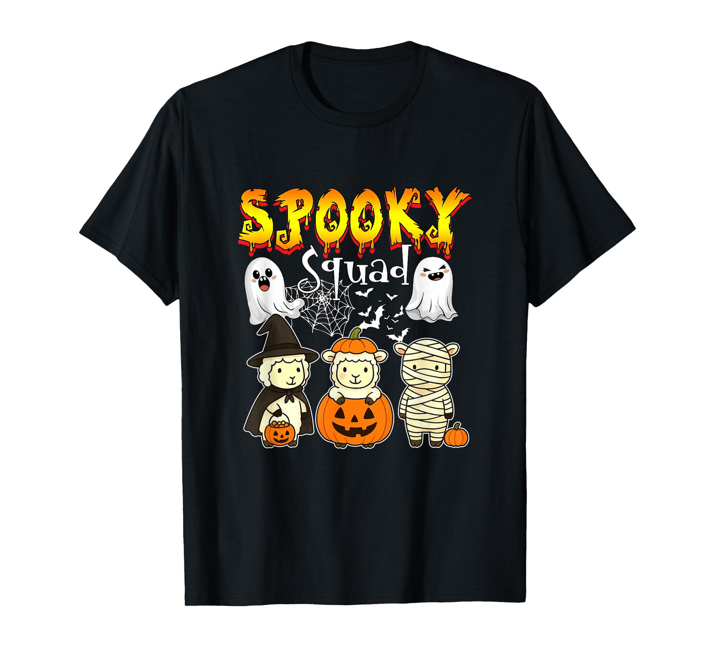 Spooky Halloween Squad Three Cute Sheeps Cosplay Witch T-Shirt
