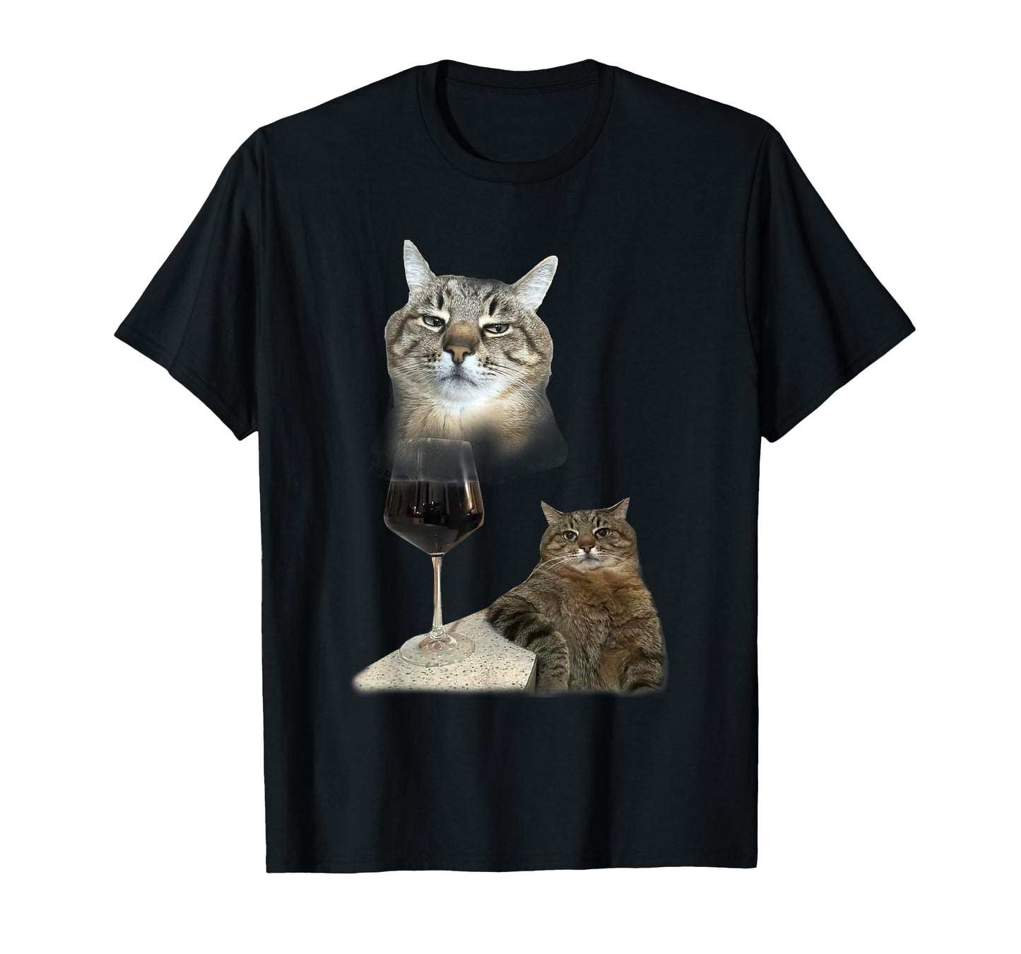 Funny Wine Cat Dank Meme Silly Cats Goofy Ahh Men Women T-Shirt