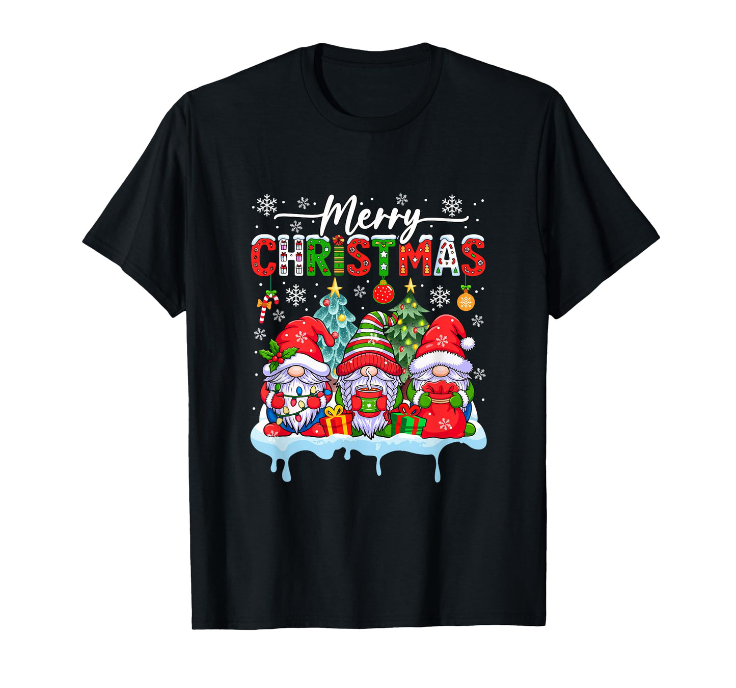 Merry Christmas Three Gnomes Colorful Costume Kids Toddler T-Shirt