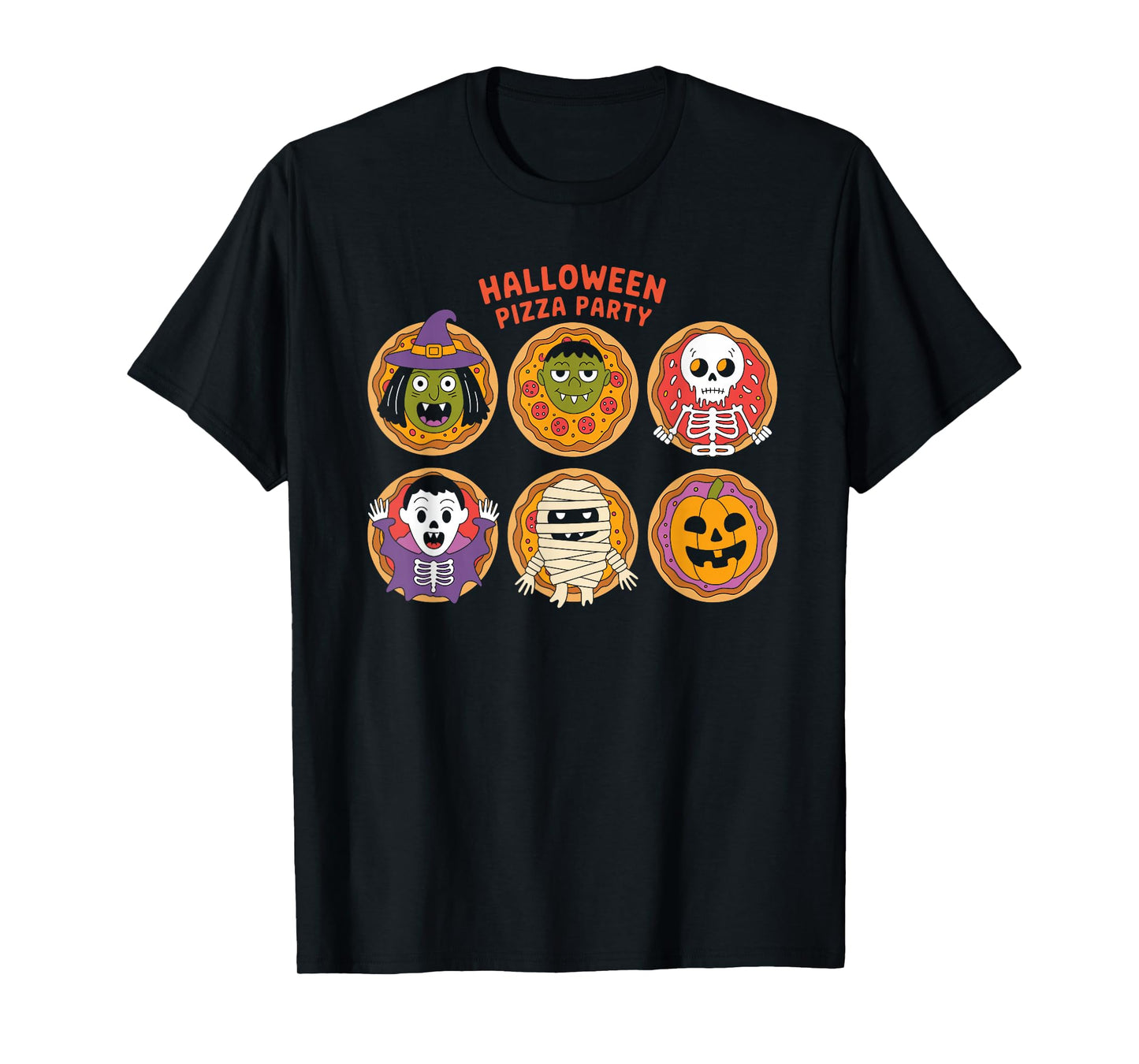 Halloween Pizza Party Funny Monster Toppings T-Shirt