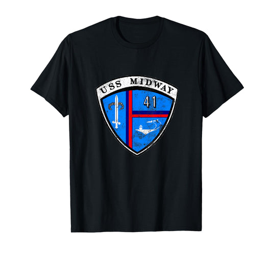 USS Midway CV 41 Aircraft Carrier Veteran Flag Patriotic T-Shirt