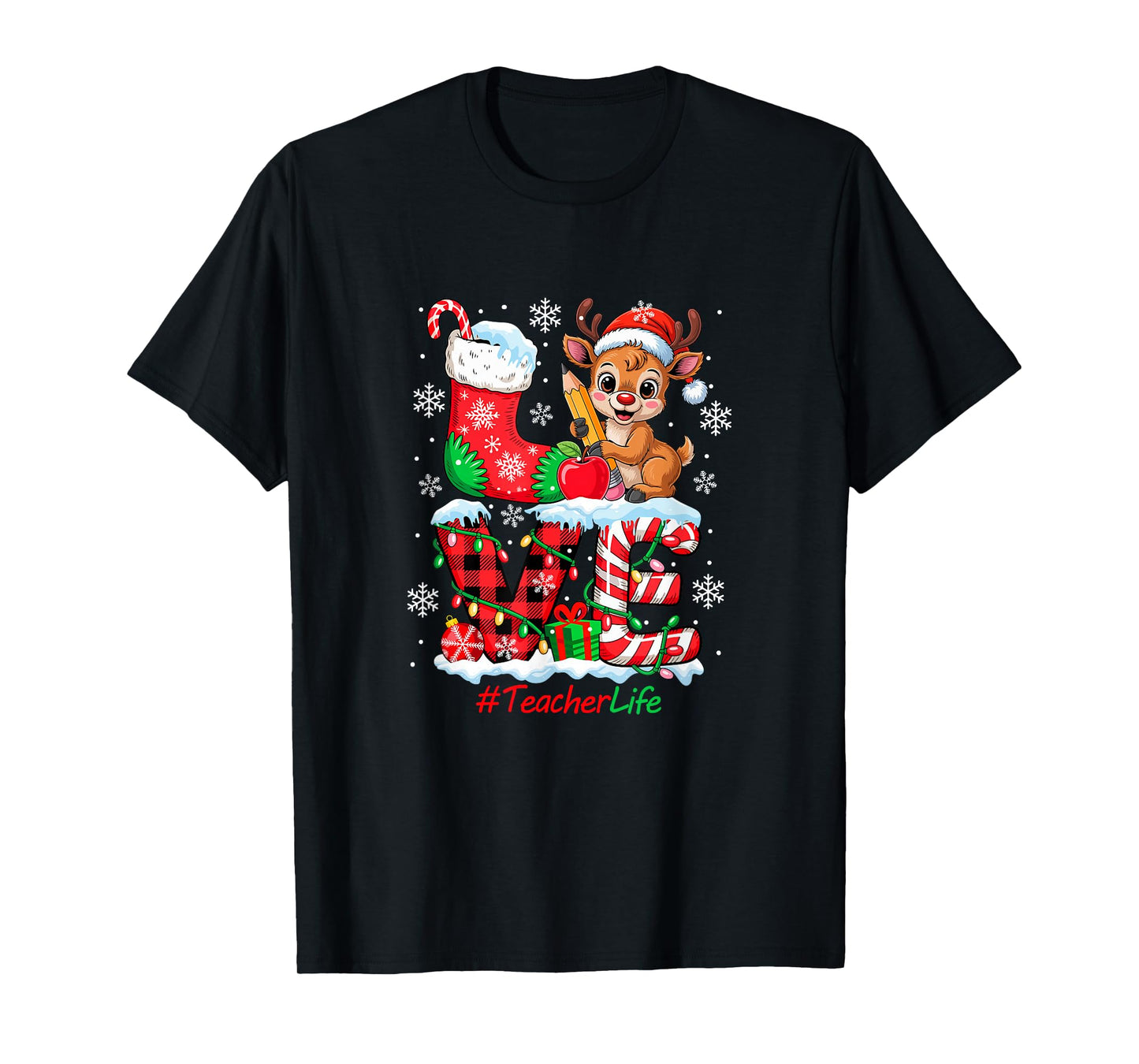 Love Teacher Tools Christmas Santa Reindeer Funny Job Team T-Shirt
