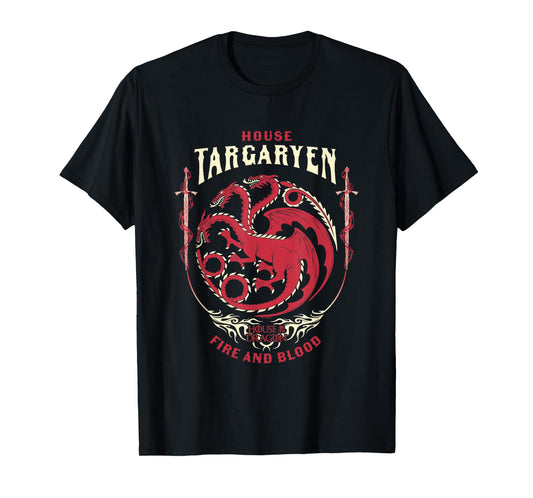 House of the Dragon House Of Targaryen Fire And Blood Badge T-Shirt