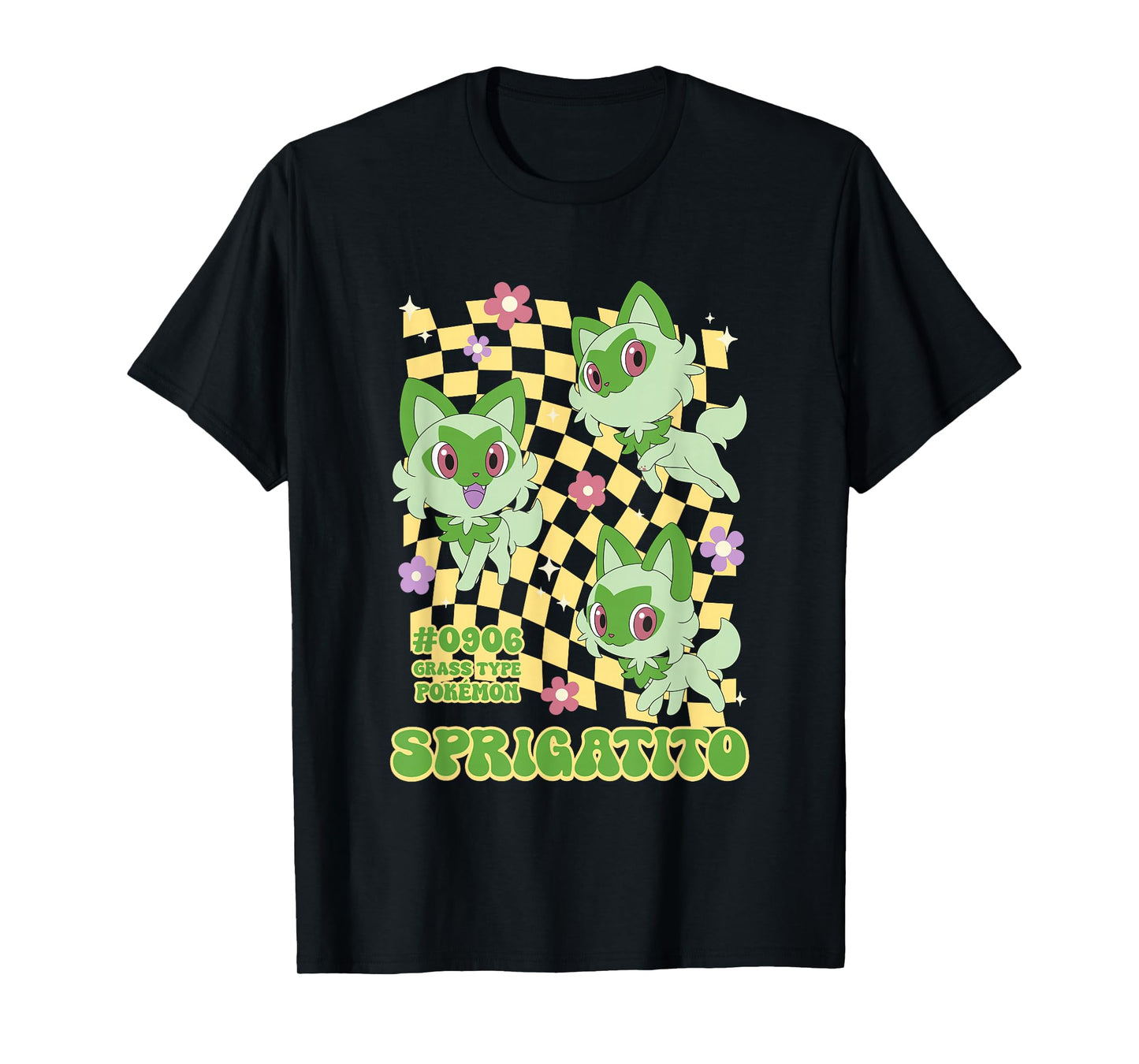 Pokémon Sprigatito #0906 Grass Type Pokemon Retro Chest Logo T-Shirt