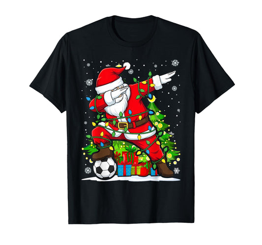 Dabbing Soccer Santa | Christmas Funny Dab Ball T-Shirt