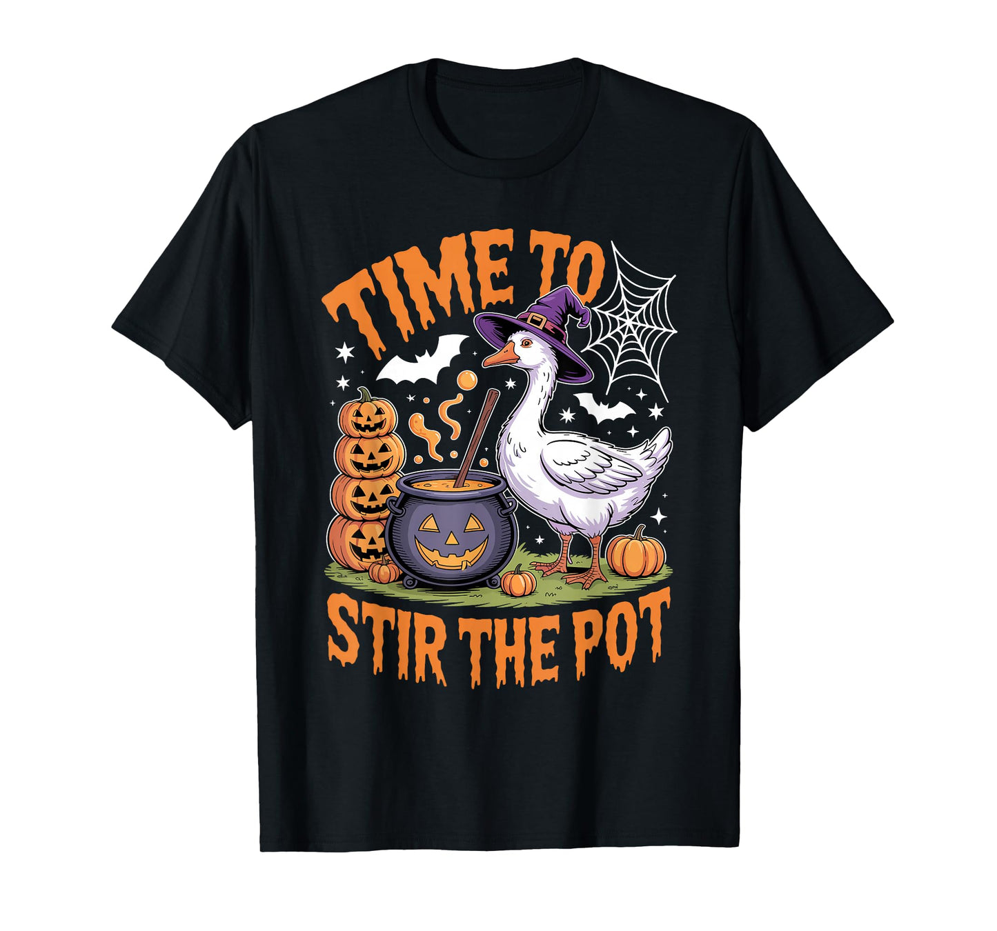 Time to Stir The Pot Funny Halloween Goose Witchy Women Men T-Shirt