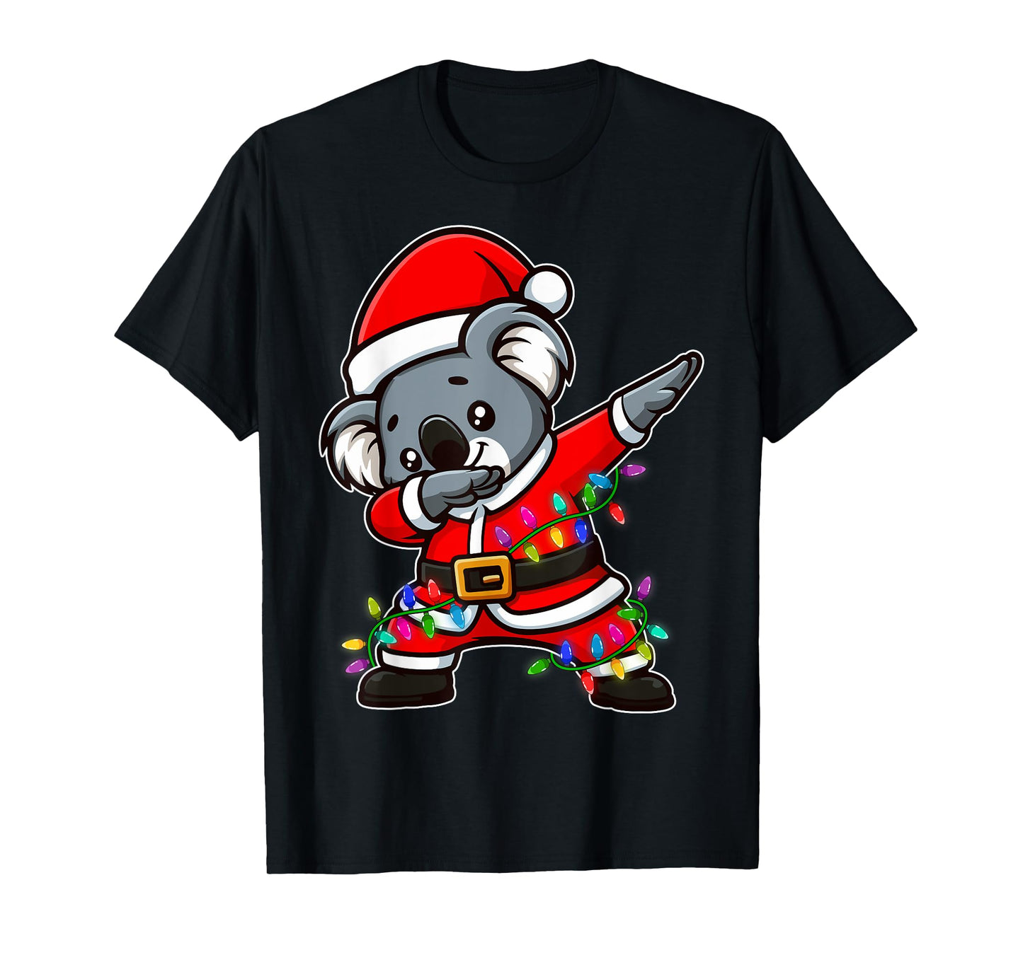 Christmas Koala Dabbing Lights Santa Xmas for Men Women Kids T-Shirt