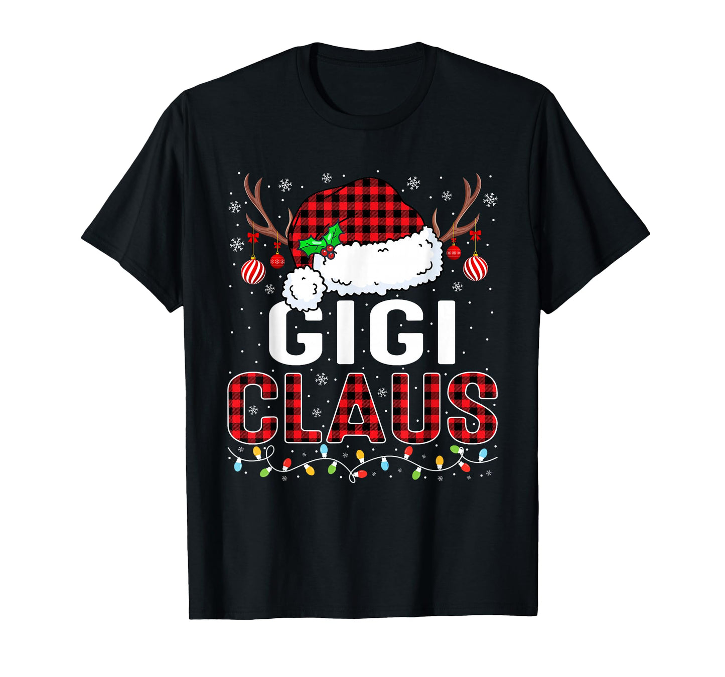 Christmas Lights Gigi Claus Family Matching Xmas Pajama T-Shirt