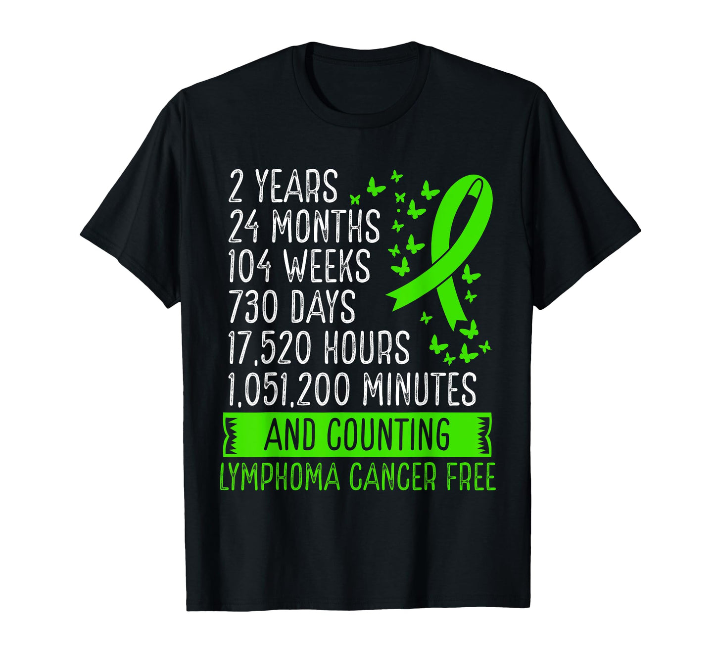 2 Years Lymphoma Cancer Free Awareness Ribbon Movement T-Shirt
