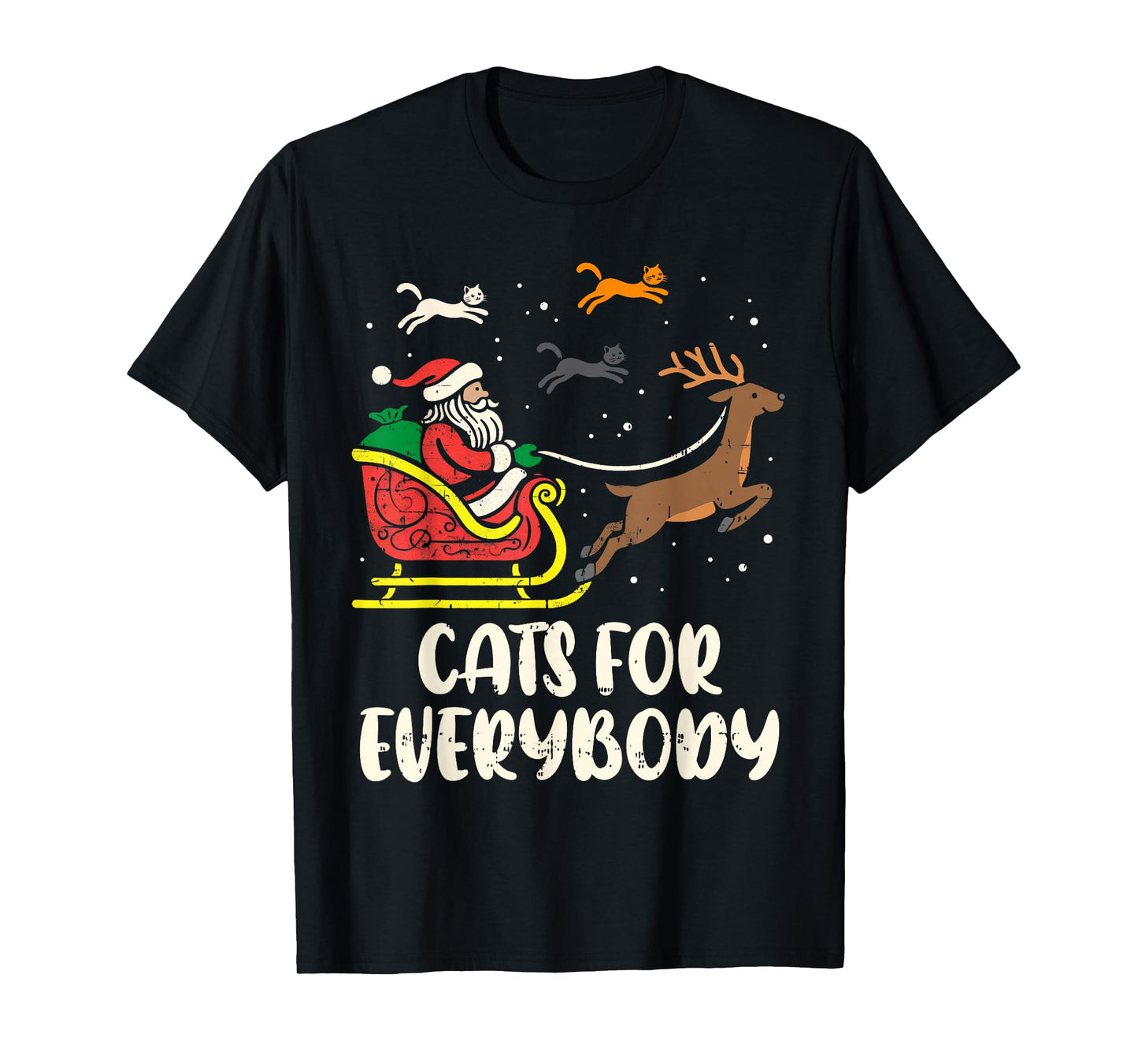Cats for Everybody Santa Xmas Pajamas Funny Christmas Cat T-Shirt