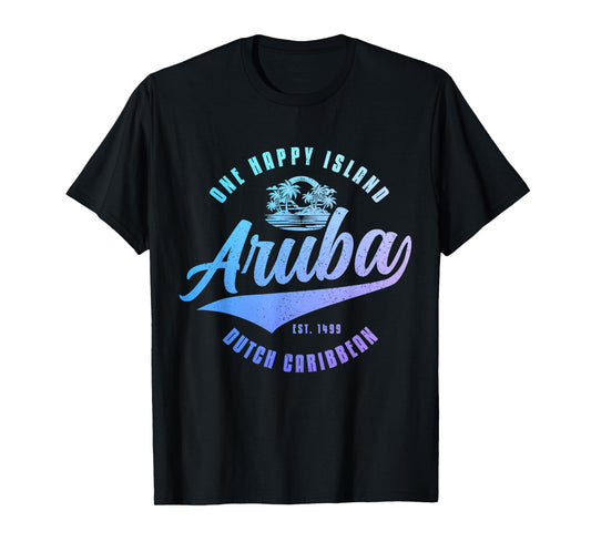 Aruba Happy Island Craibbean Souvenir Pride Vintage T-Shirt
