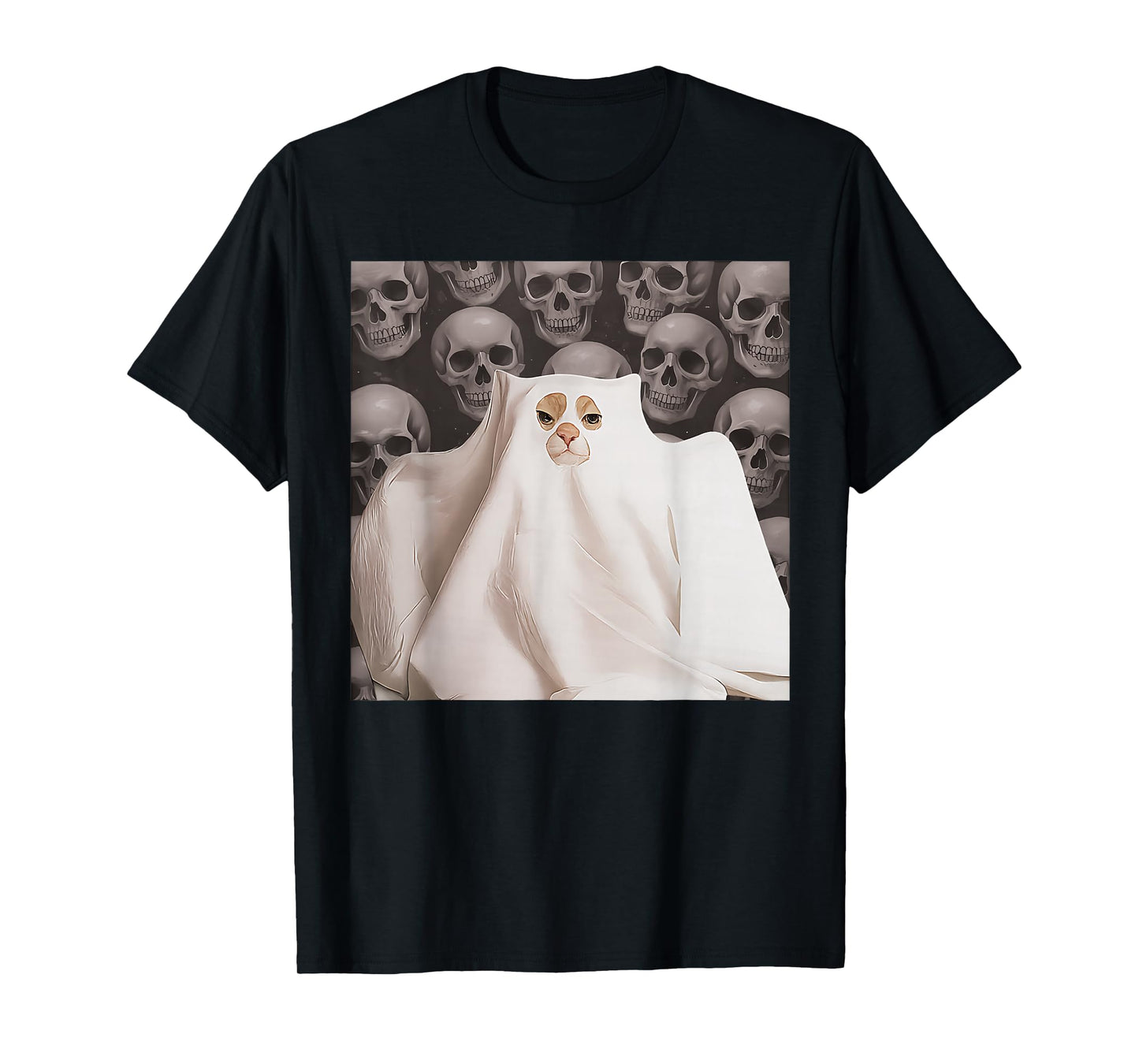 Ghost Cat Meme Funny Halloween Men Women Kids T-Shirt