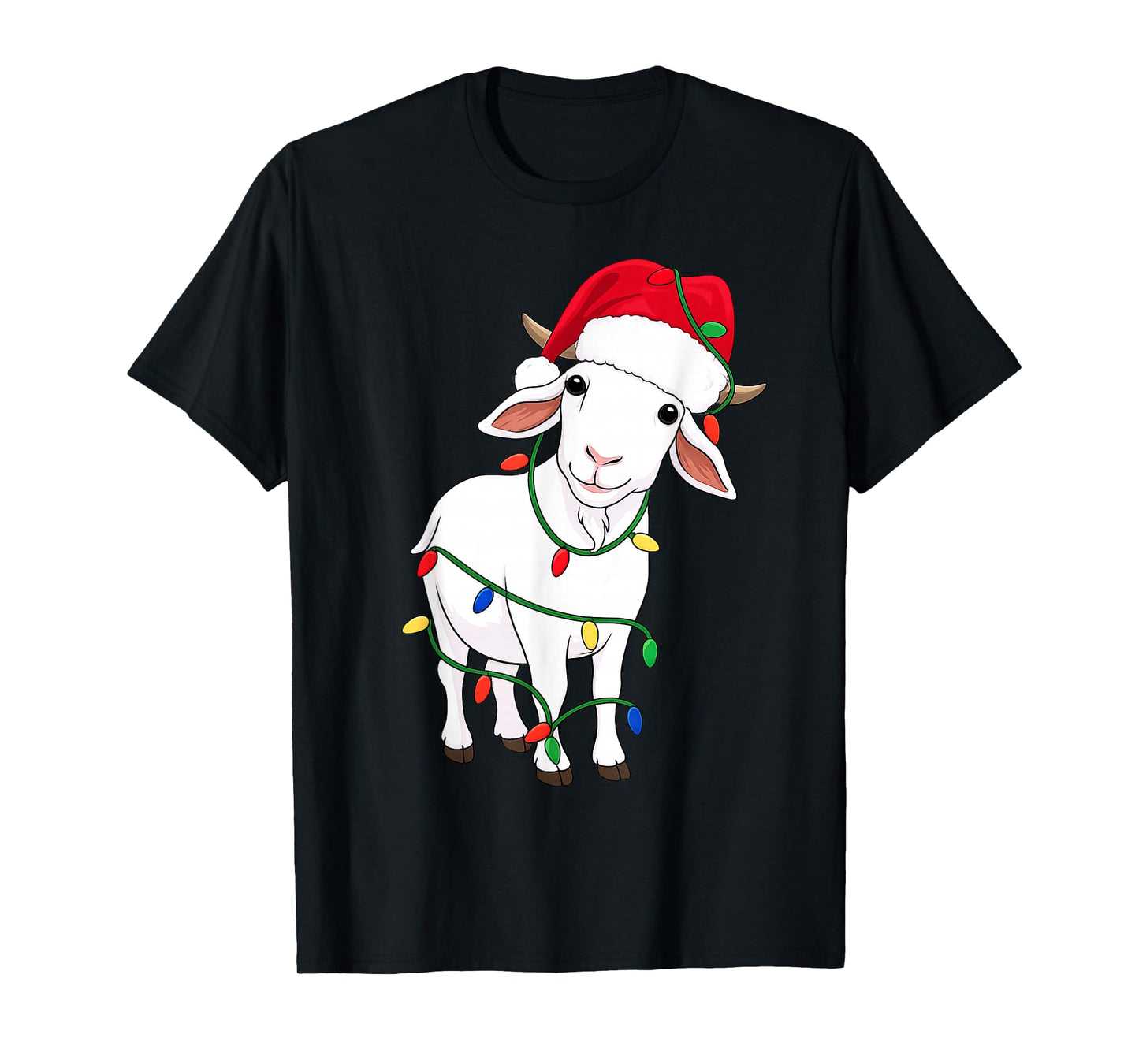 Goat Christmas Tree Lights Holiday Animal Lover T-Shirt