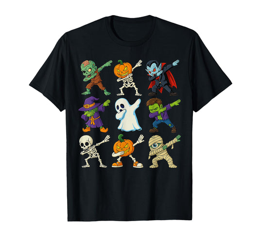 Dabbing Halloween Boys Skeleton Zombie Scary Pumpkin Mummy T-Shirt