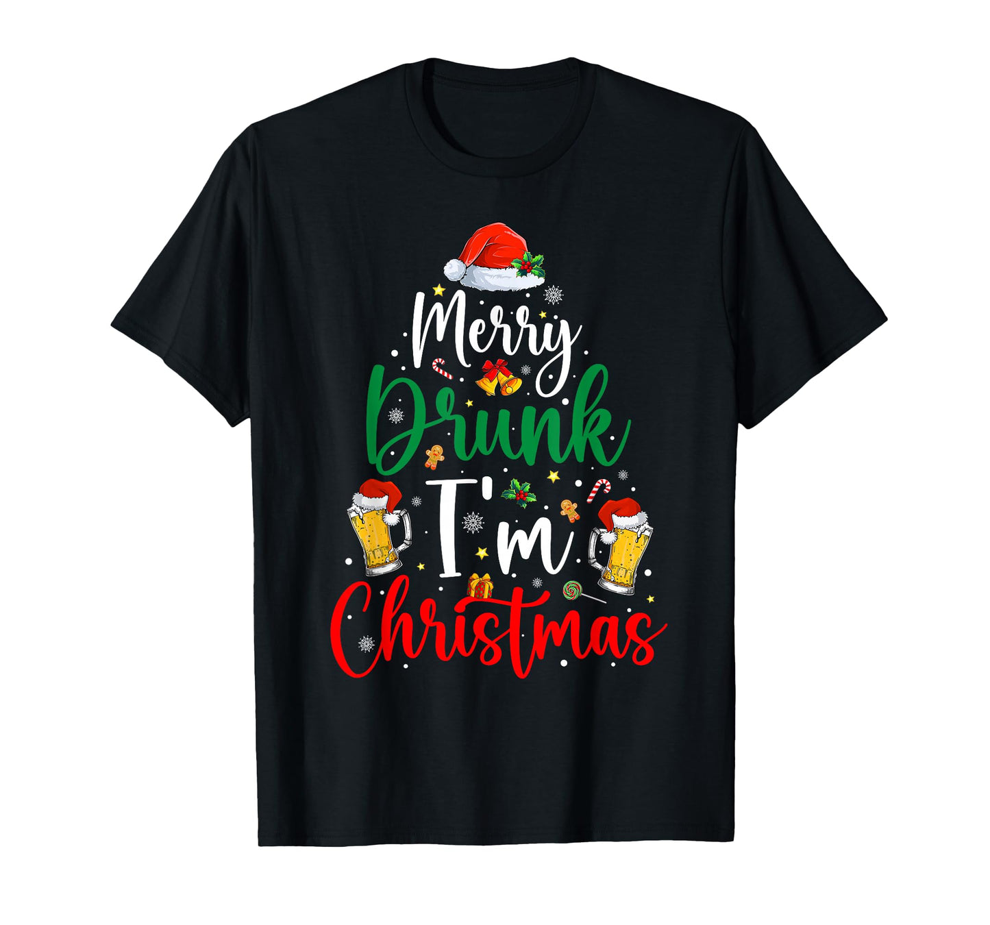 Merry Drunk I'm Christmas Funny Santa Joke Xmas Beer Lover T-Shirt