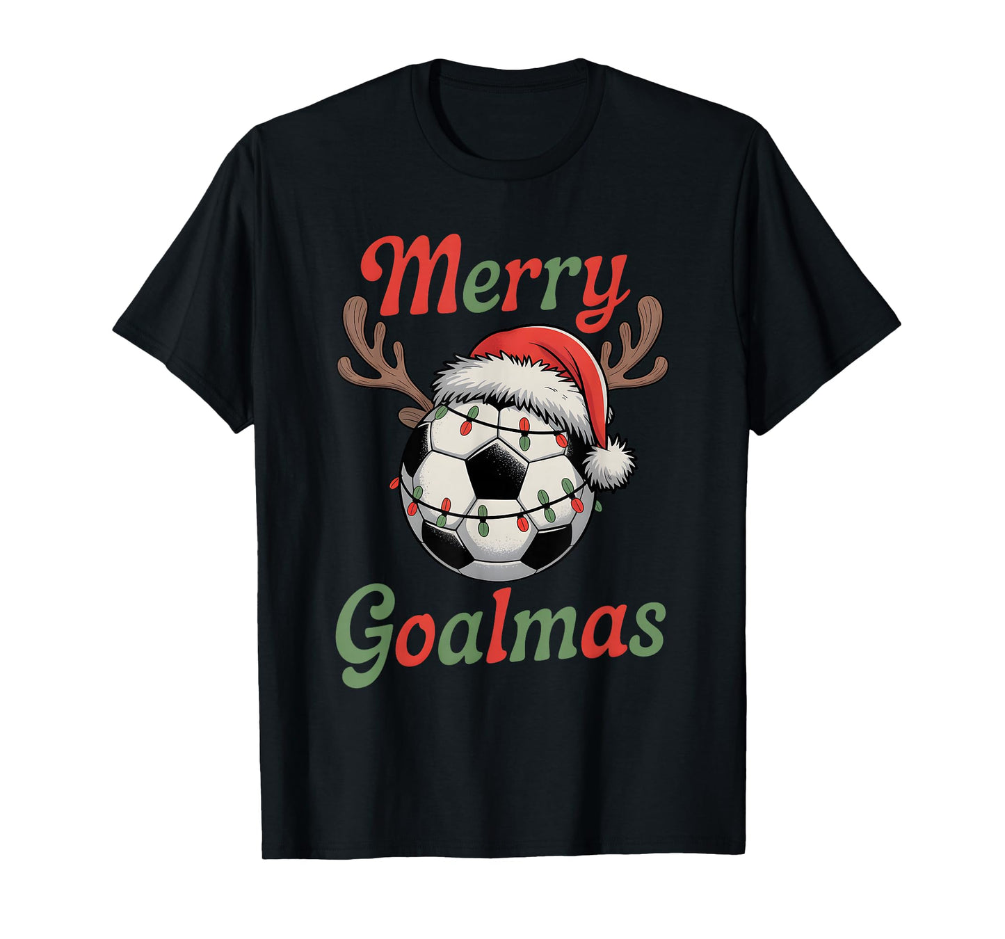 Merry Goalmas Christmas Funny Santa Soccer Ball Reindeer T-Shirt