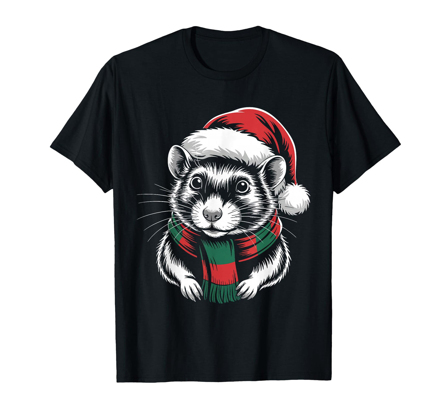 Rat Xmas Santa Hat Scarf Christmas Costume T-Shirt