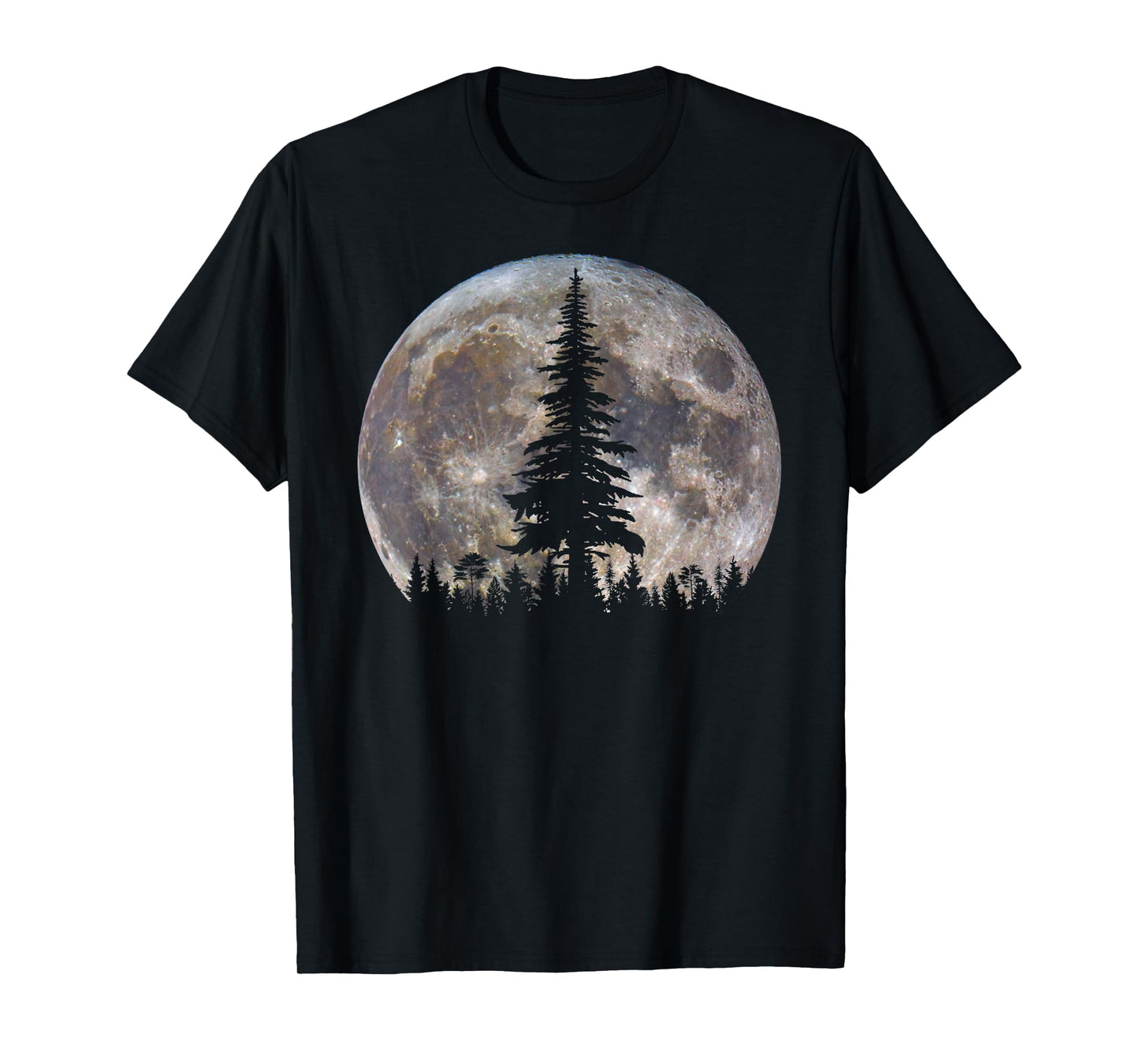 Retro Full Moon Minimalist Pine Tree Vintage Wildlife Trees T-Shirt