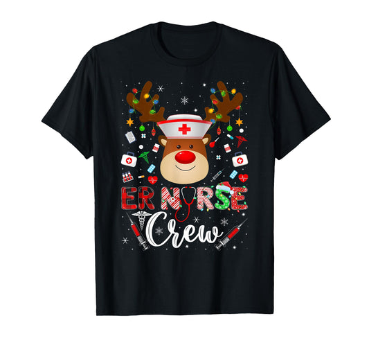 ER Nurse Crew Christmas Pajamas Reindeer Nurse Nursing Xmas T-Shirt