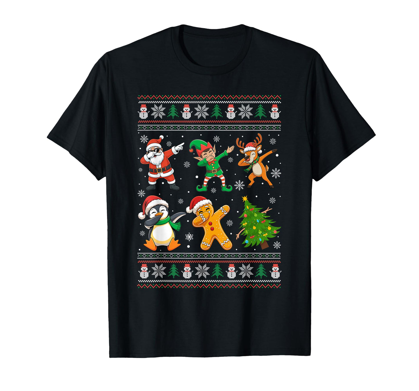 Dabbing Santa Elf Friends Ugly Xmas Sweater Style Xmas Dab T-Shirt