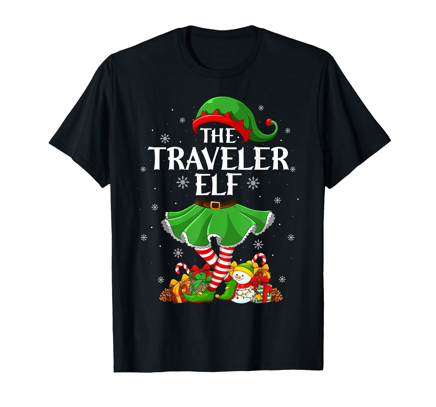 Traveler Elf Christmas Family Elf Squad Xmas Girls Women T-Shirt