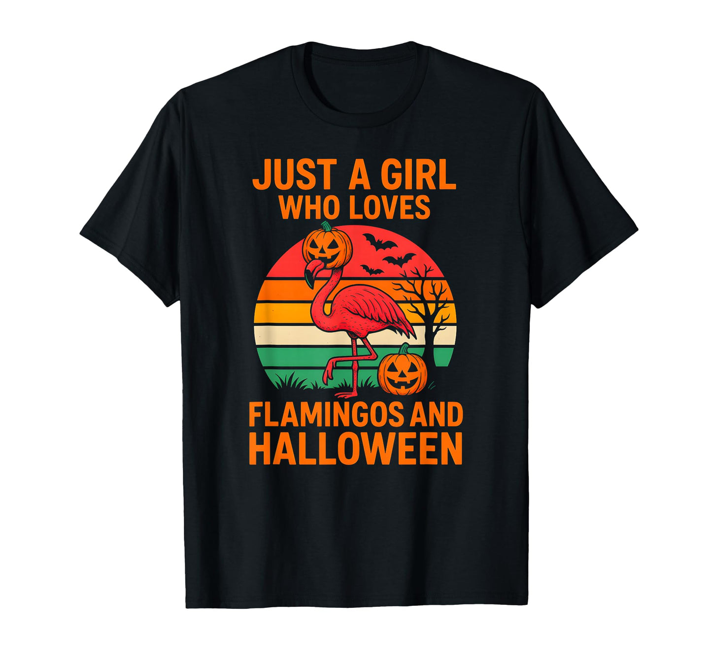 Flamingo Witch Girl Loves Cute Girls Spooky Flamingo T-Shirt
