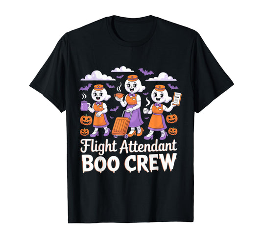 Flight Attendant Boo Crew Halloween Ghost Costume T-Shirt