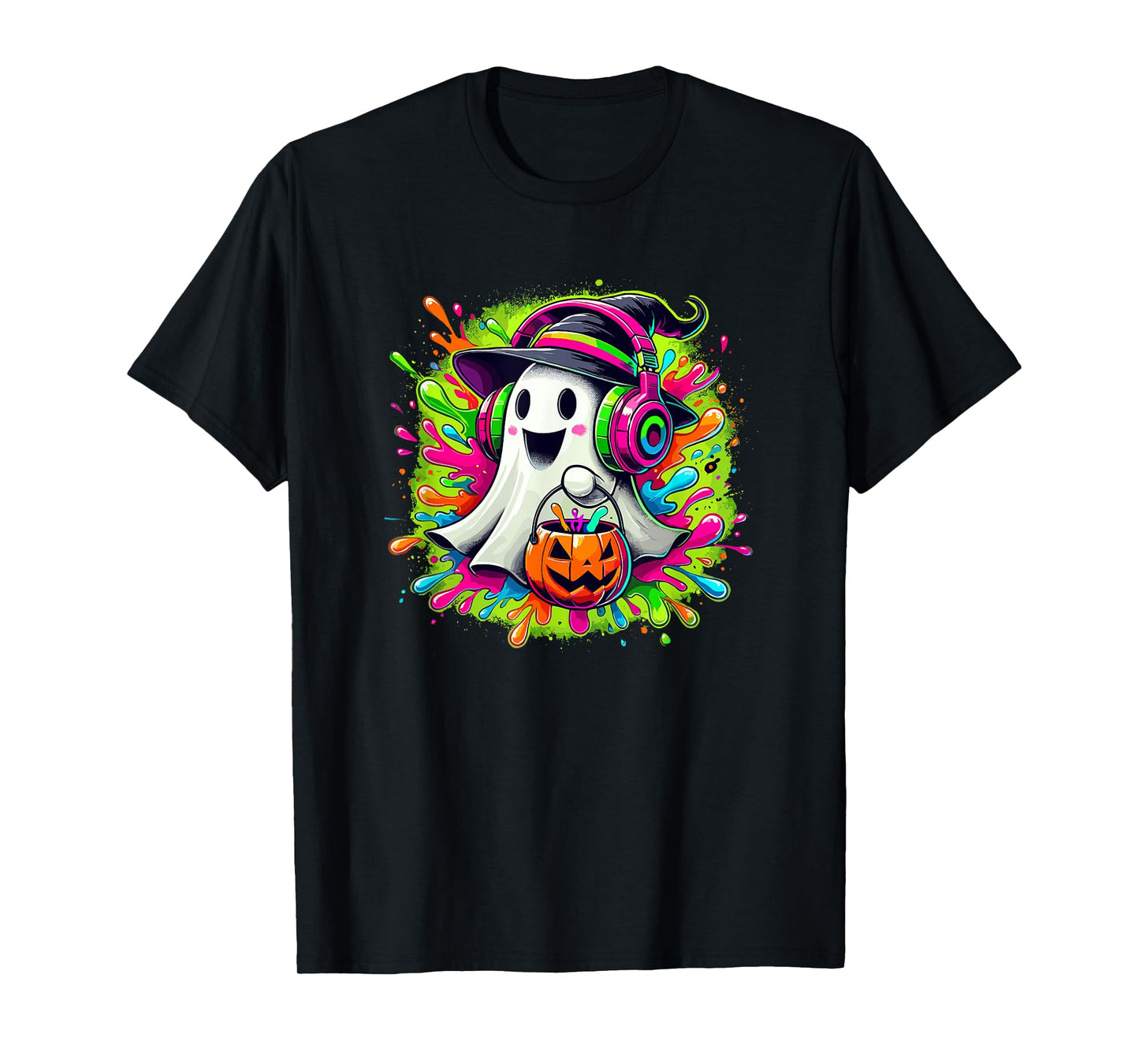 Splash Art Halloween Trick Or Treat Witch Ghost T-Shirt