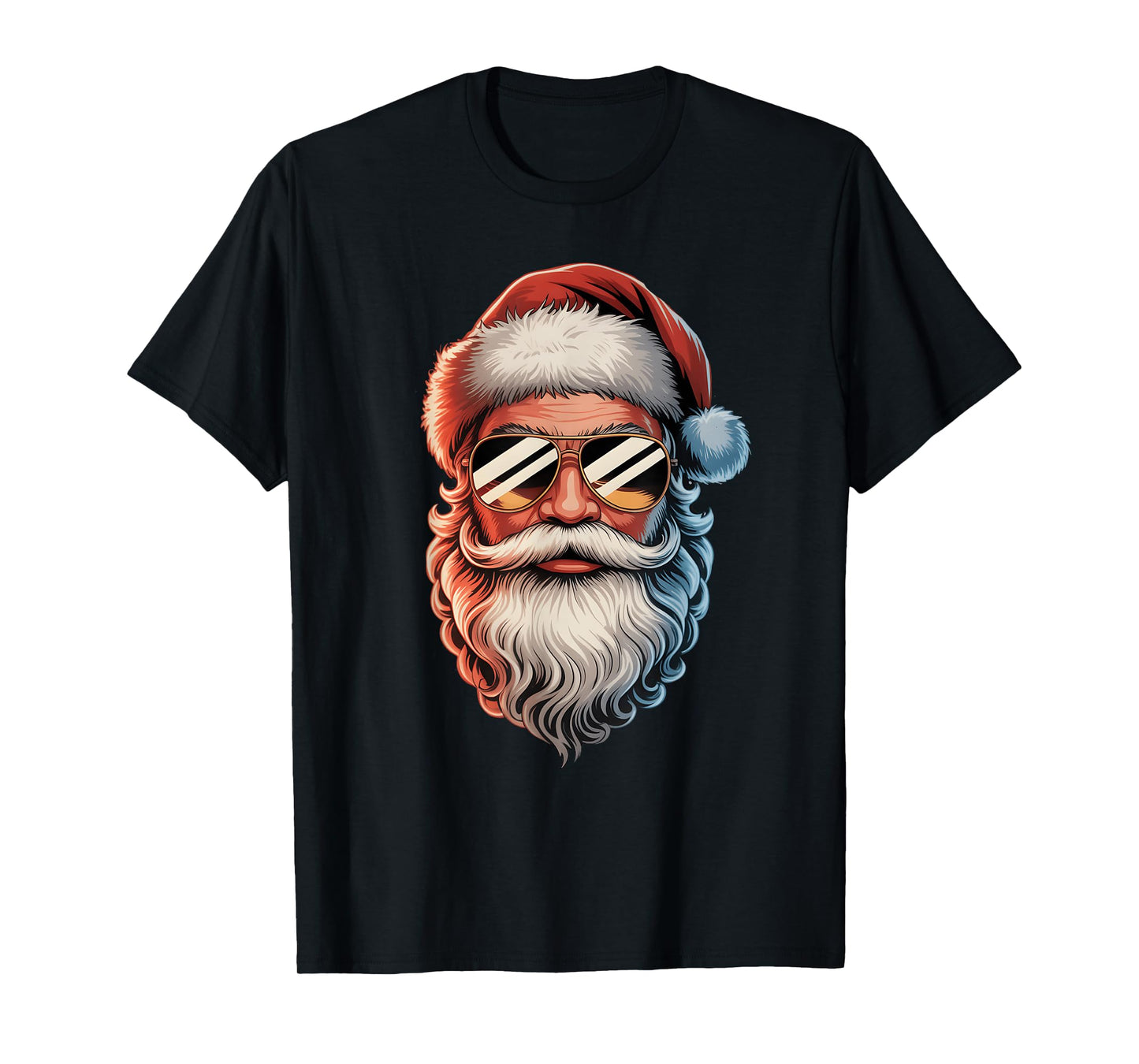 Retro Cool Sunglasses Santa Claus Face Christmas Men Boys T-Shirt