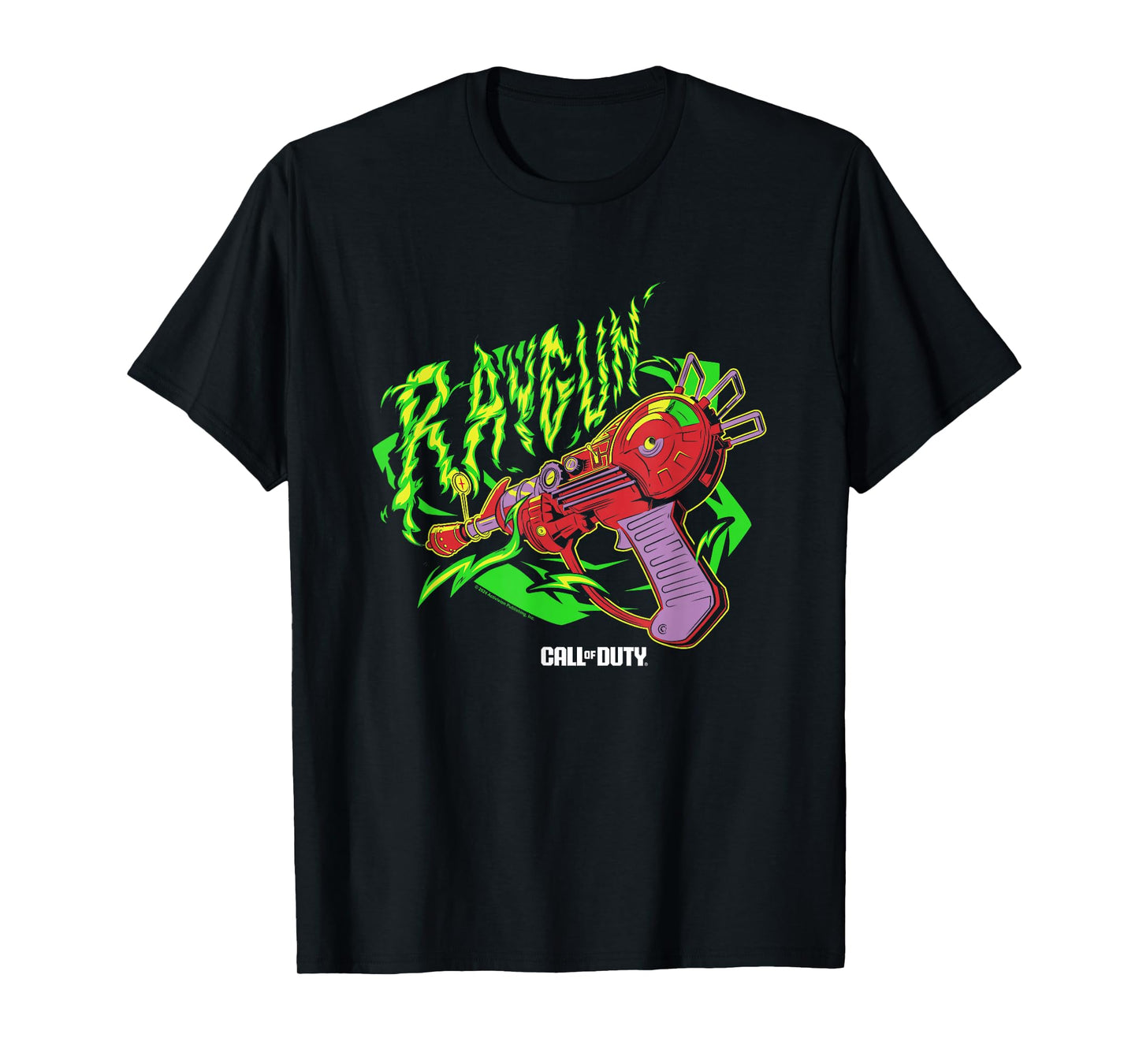 Call Of Duty Raygun Zombie Green Neon Big Chest Retro Logo T-Shirt
