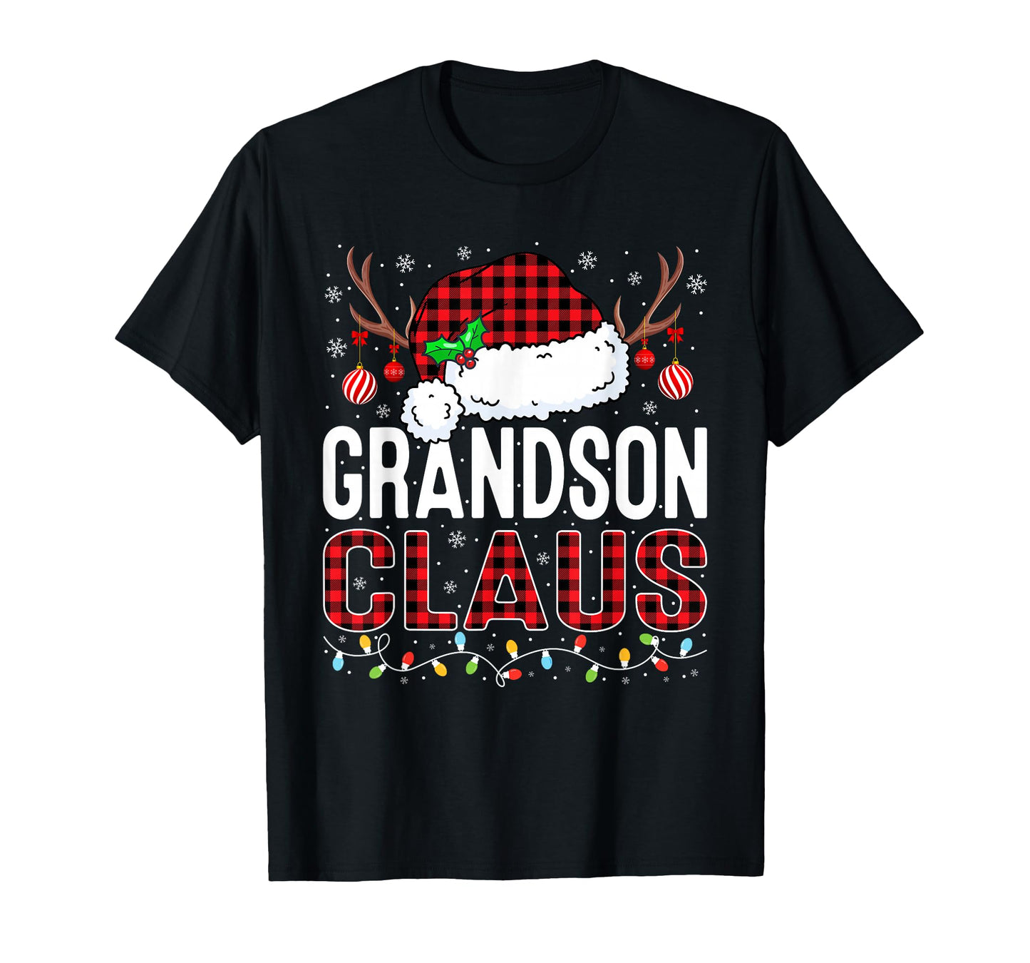 Christmas Lights Grandson Claus Family Matching Xmas Pajama T-Shirt