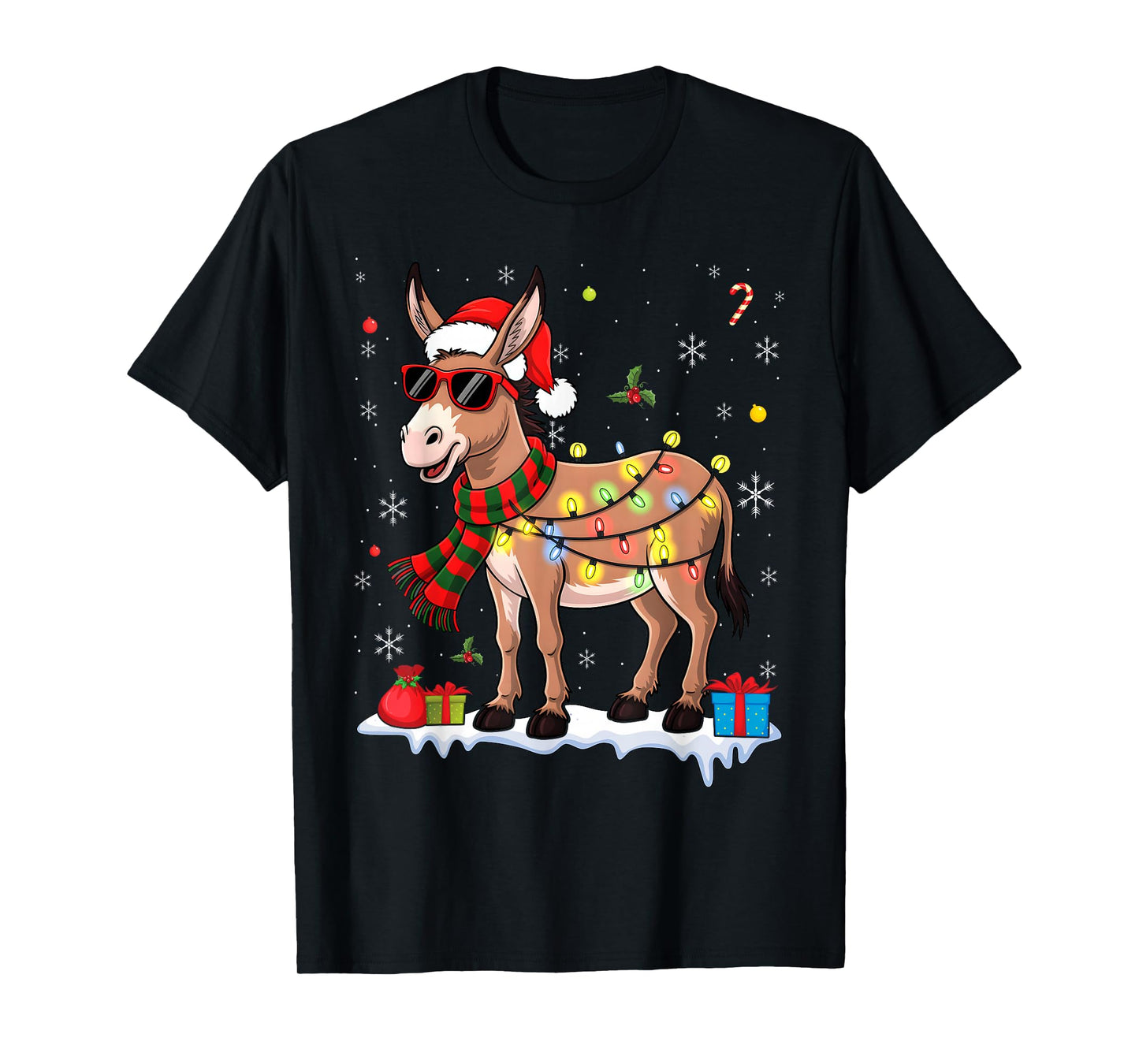 Xmas Lighting Holiday Santa Donkey Christmas T-Shirt