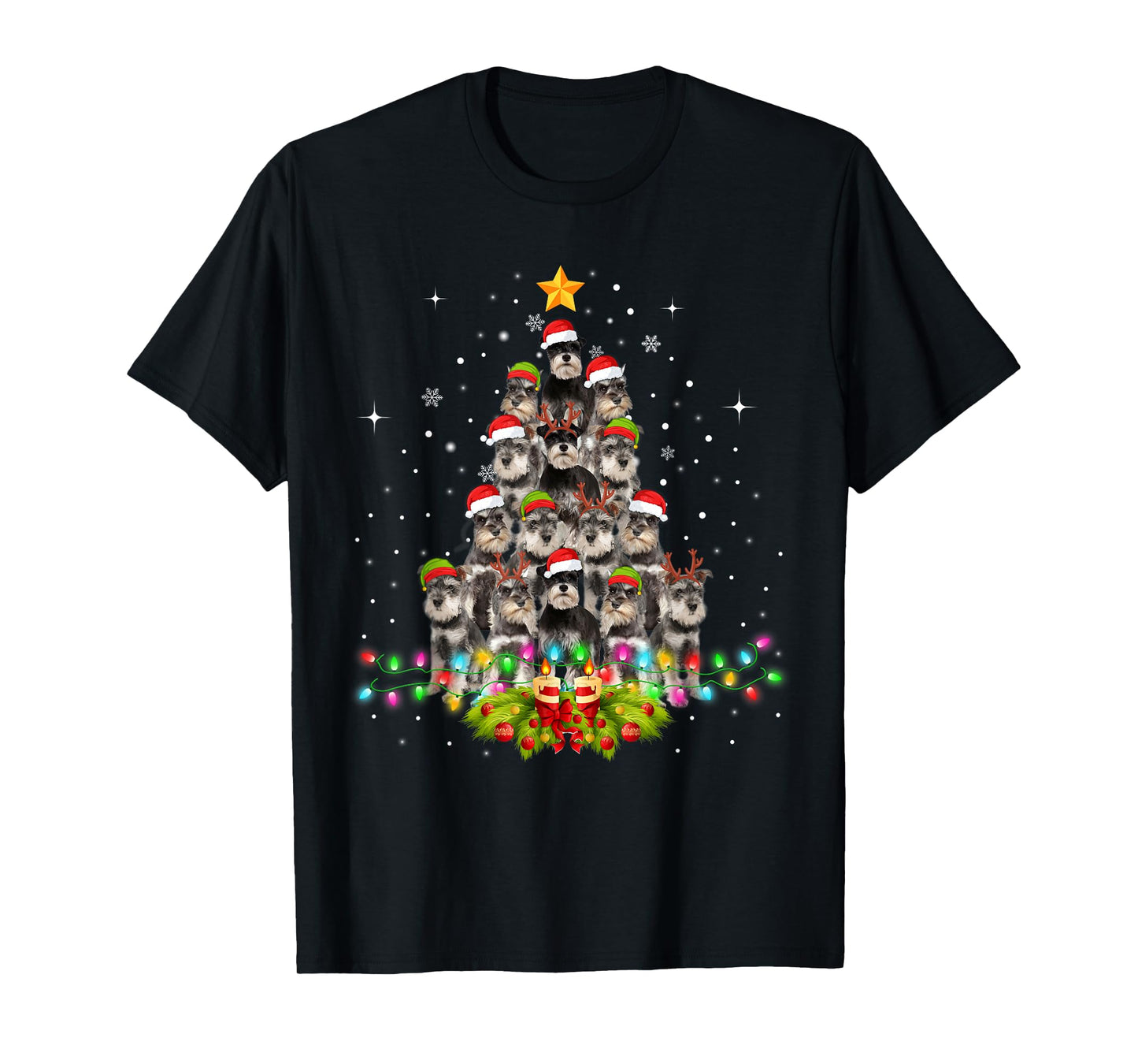 Schnauzer Dogs Tree Christmas Sweater Xmas Pet Animal Dog T-Shirt for Men Women Kids